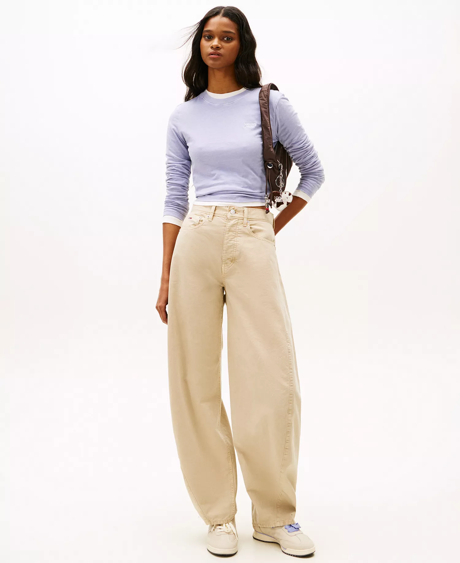 Women's Long-Sleeve Garment Dyed Logo T-Shirt - Periwinkle Dusk - L