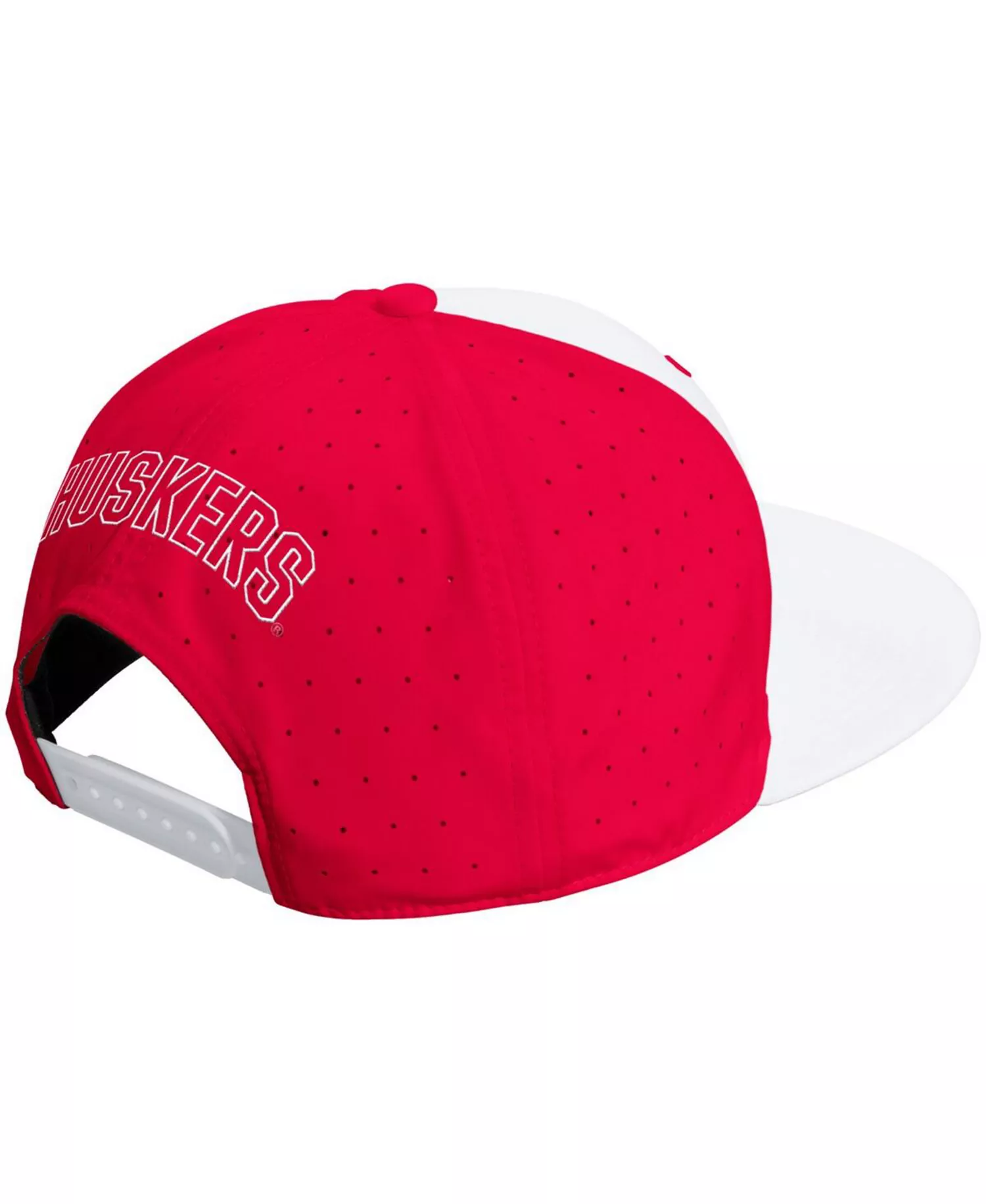 Men's and Women's White/Scarlet Nebraska Huskers Performance Flat Bill Adjustable Hat - White, Scarlet - ONE SIZE