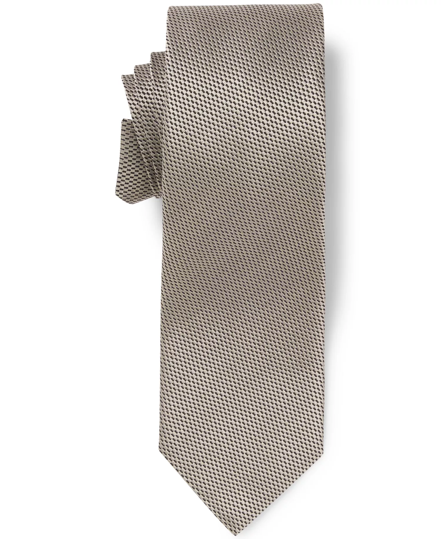 Men's Jacquard Pattern Silk Slim Tie - Dark Beige - ONE SIZE