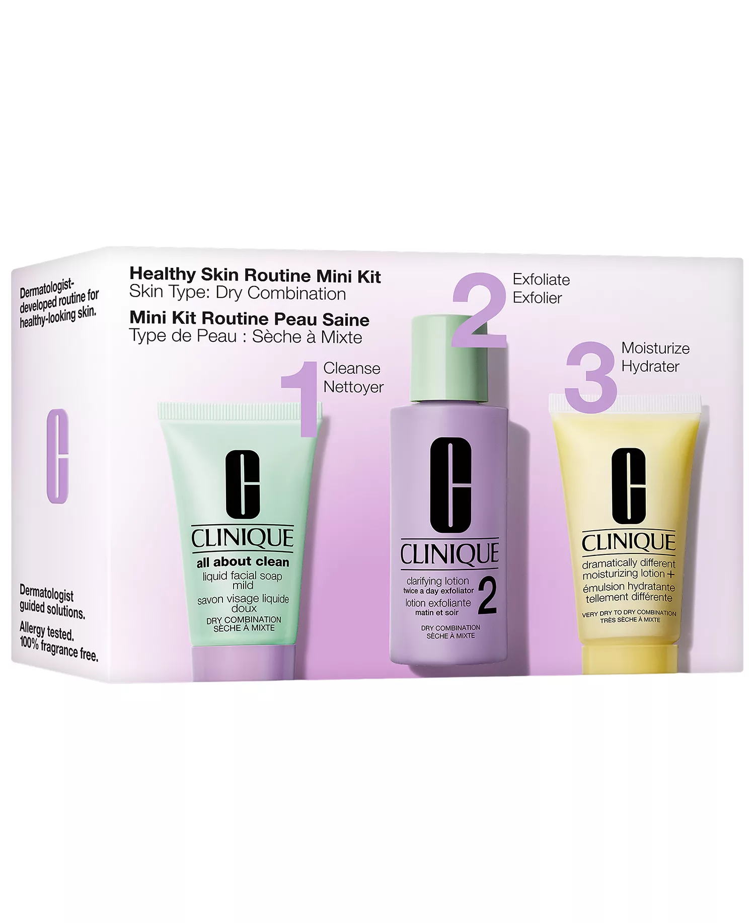 3-Pc. Healthy Skin Routine: Mini 3-Step Skincare Set For Dry Combination Skin - No Color - No Size