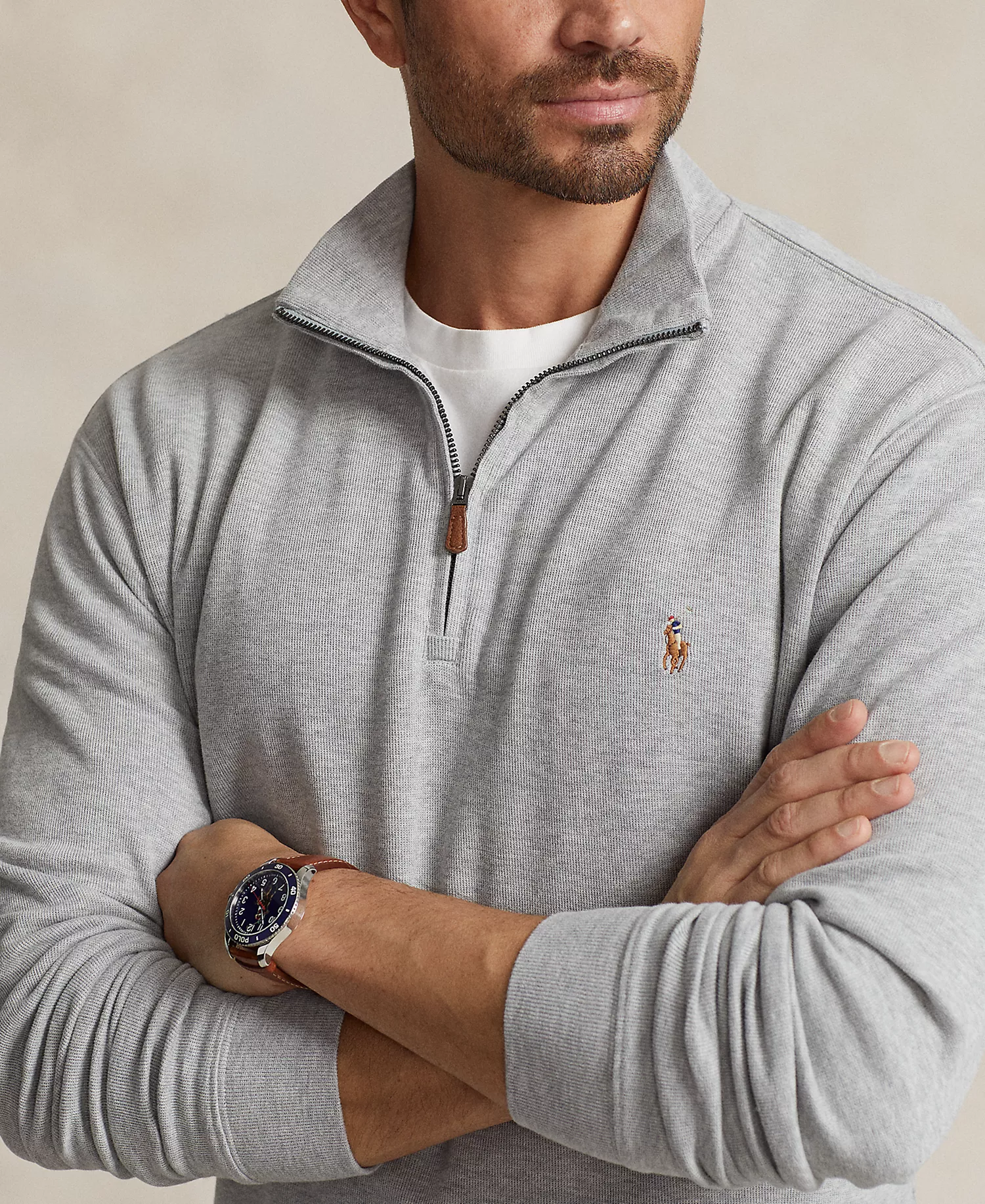 Men's Big & Tall Estate-Rib Quarter-Zip Pullover Sweater - Andover Heather - 2LT