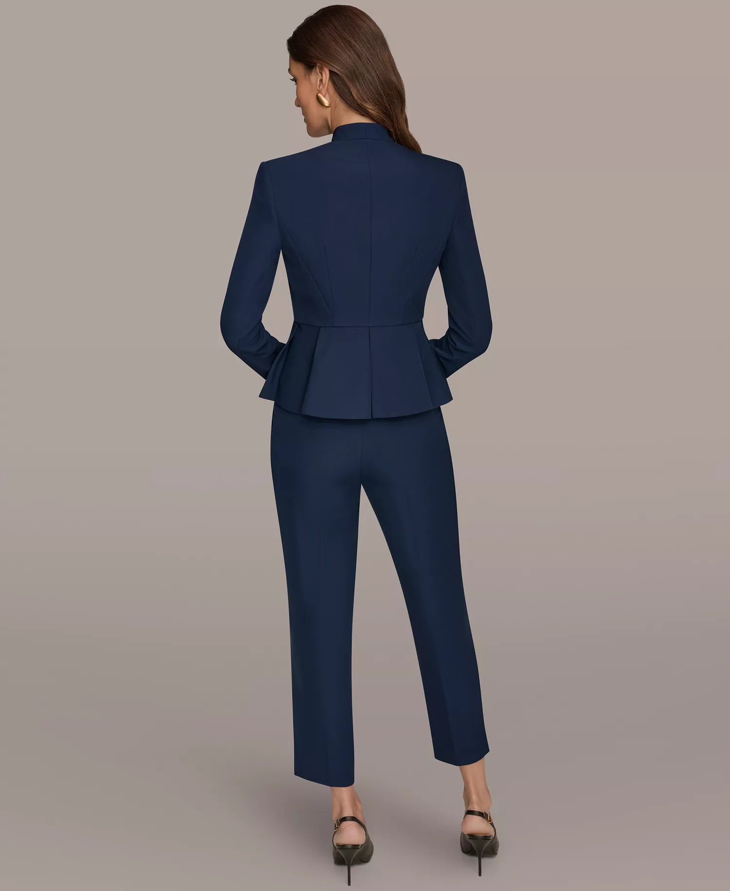 Women's One-Button Peplum Jacket, Regular & Petite - Nightfall - 0