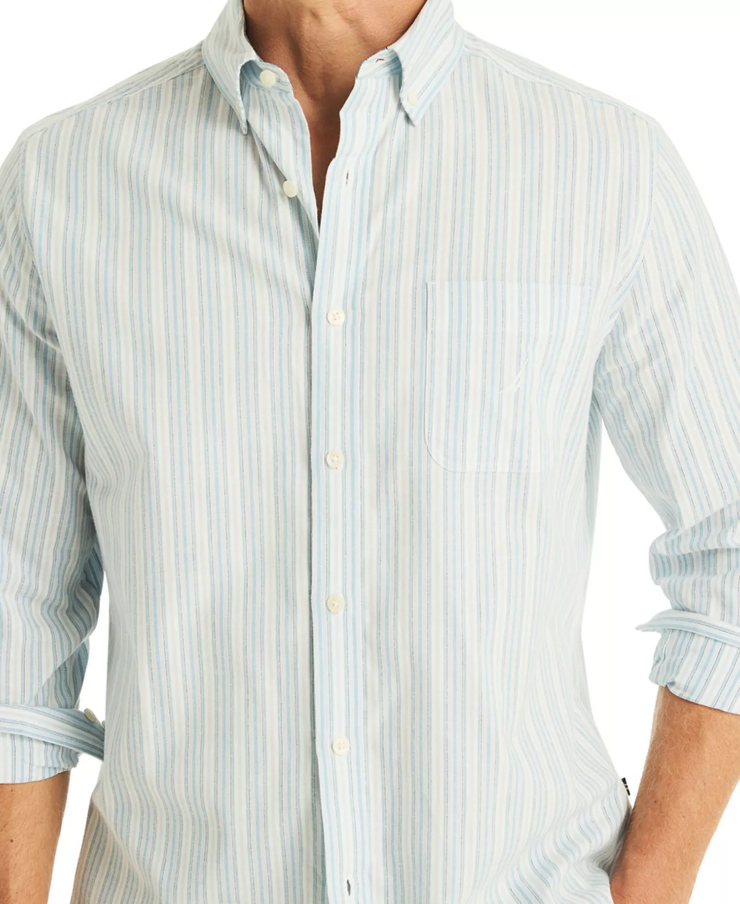 Men's Striped Long-Sleeve Oxford Shirt - Crystal Bay Blue - 2XL