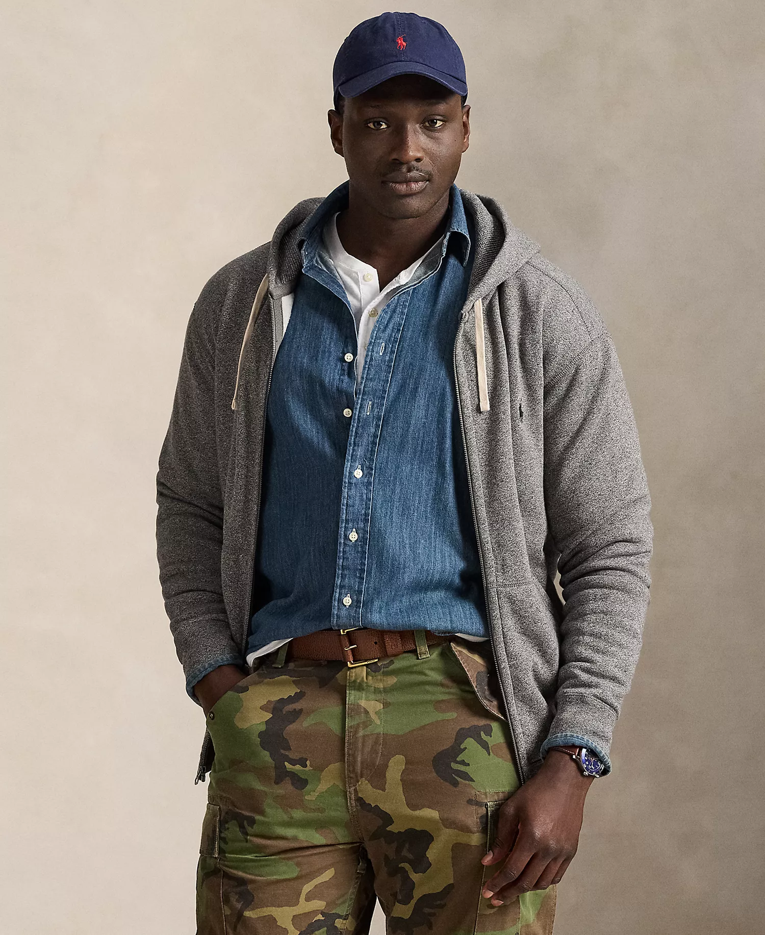 Men's Big & Tall Full-Zip Signature Fleece Hoodie - Ash Grey Heather - 2LT