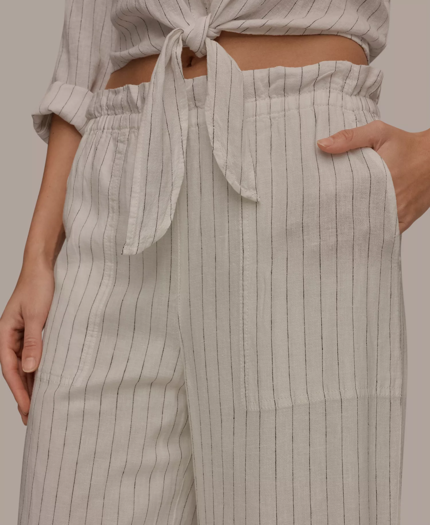 Women's High-Rise Pants - Cream/black - L