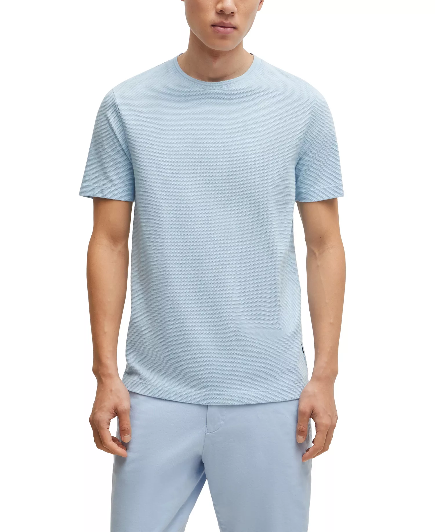 Men's Bubble-Jacquard Structure T-shirt - Open Blue - L