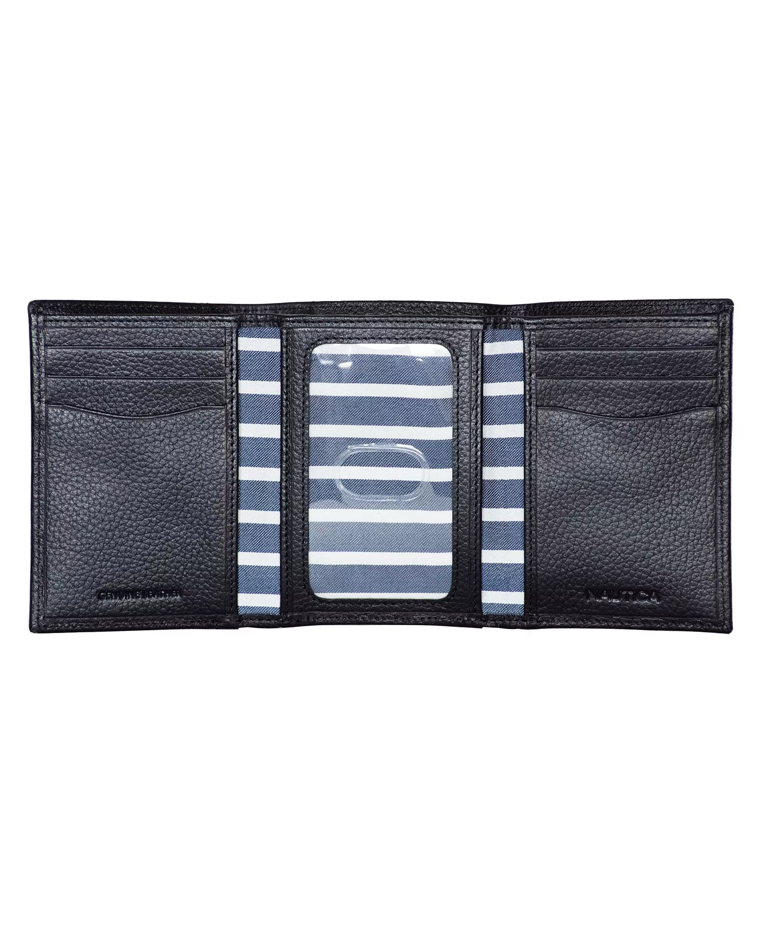 Men's Trifold Leather Wallet - Black - ONE SIZE