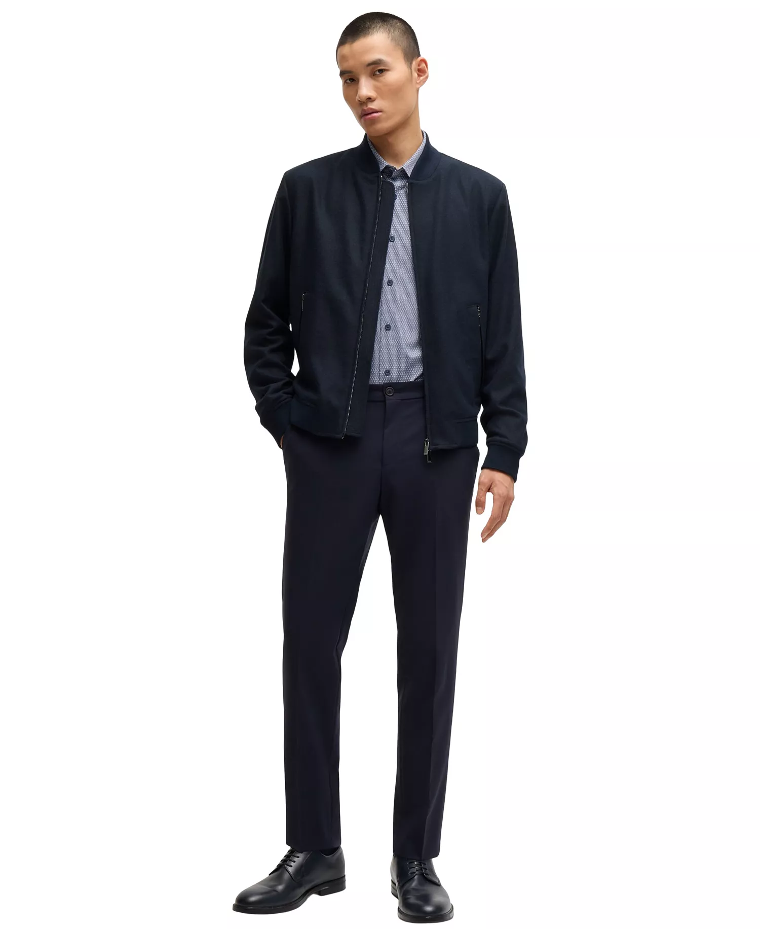 Men's Slim-Fit Jacket - Dark Blue - 38R