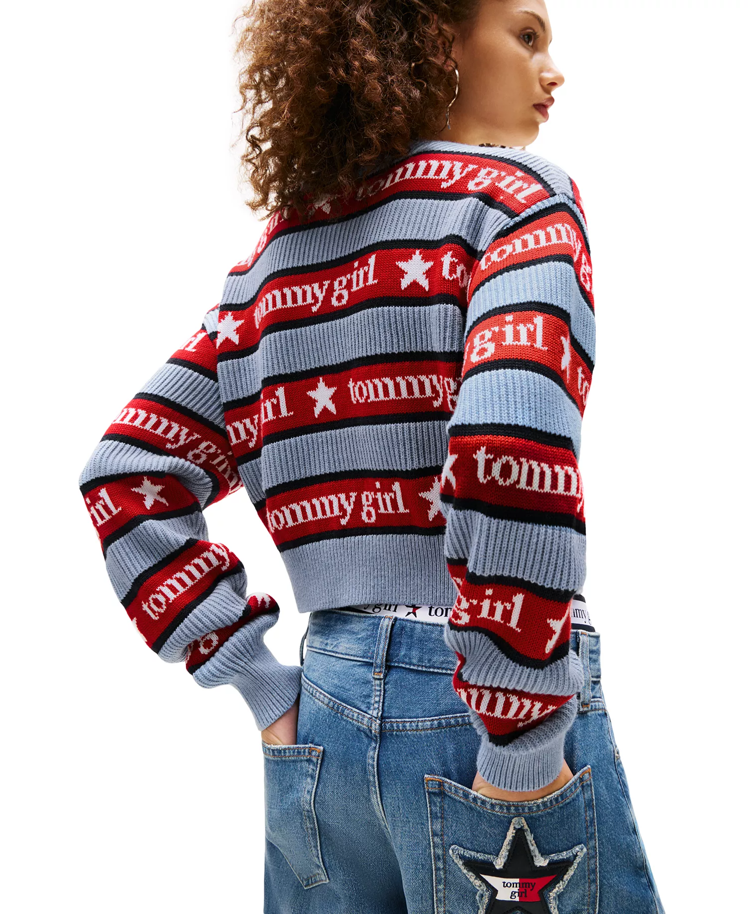 Tommy Girl Women's Striped Sweater - Sweet Blue - L