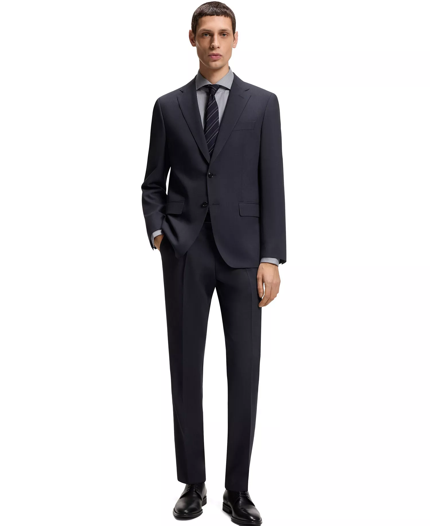 Men's Washable Stretch Fabric Slim-Fit Blazer - Open Blue - 36R