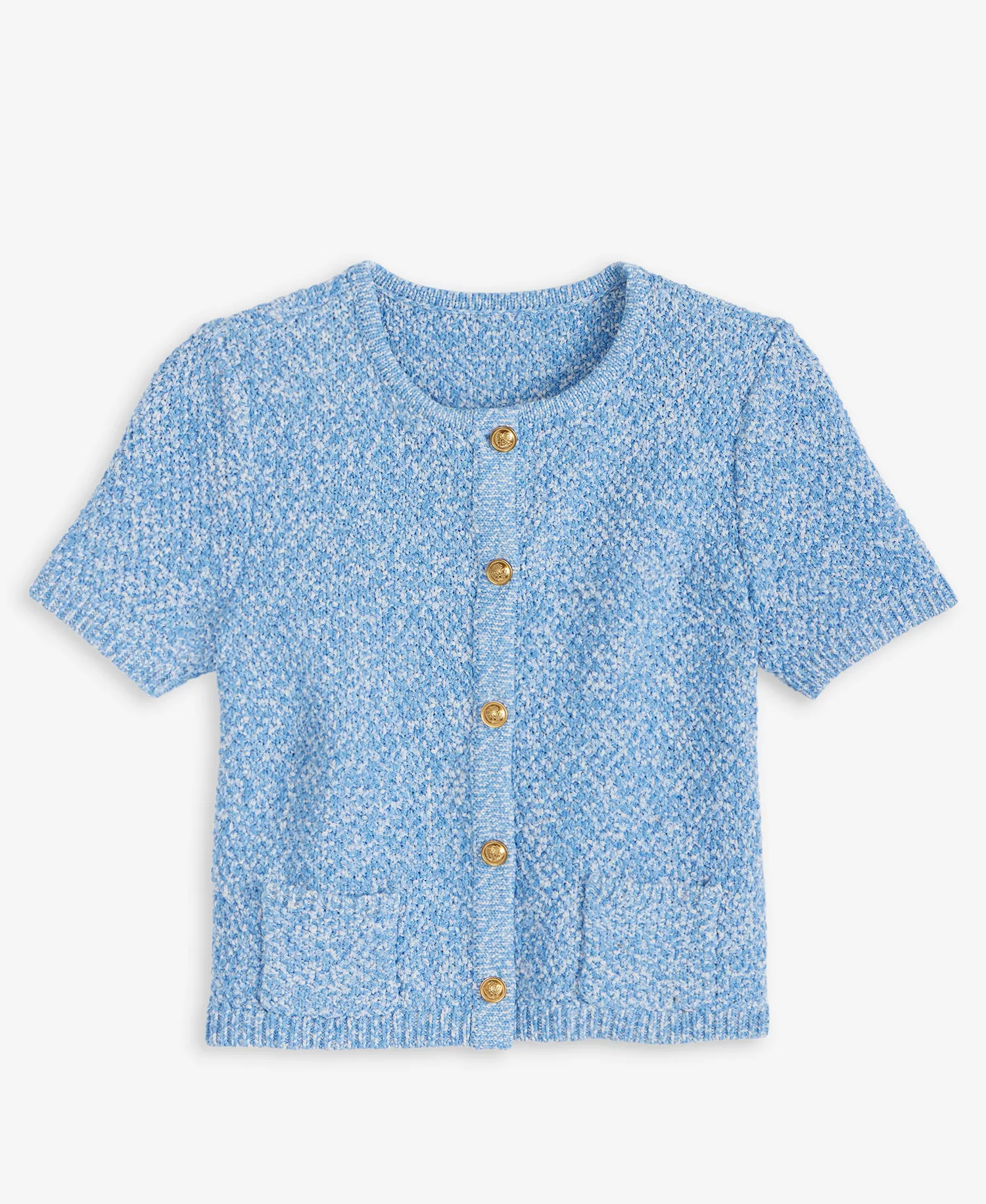 Petite Marled Short-Sleeve Cardigan, Macy's Exclusive - Bliss Blue - P/L