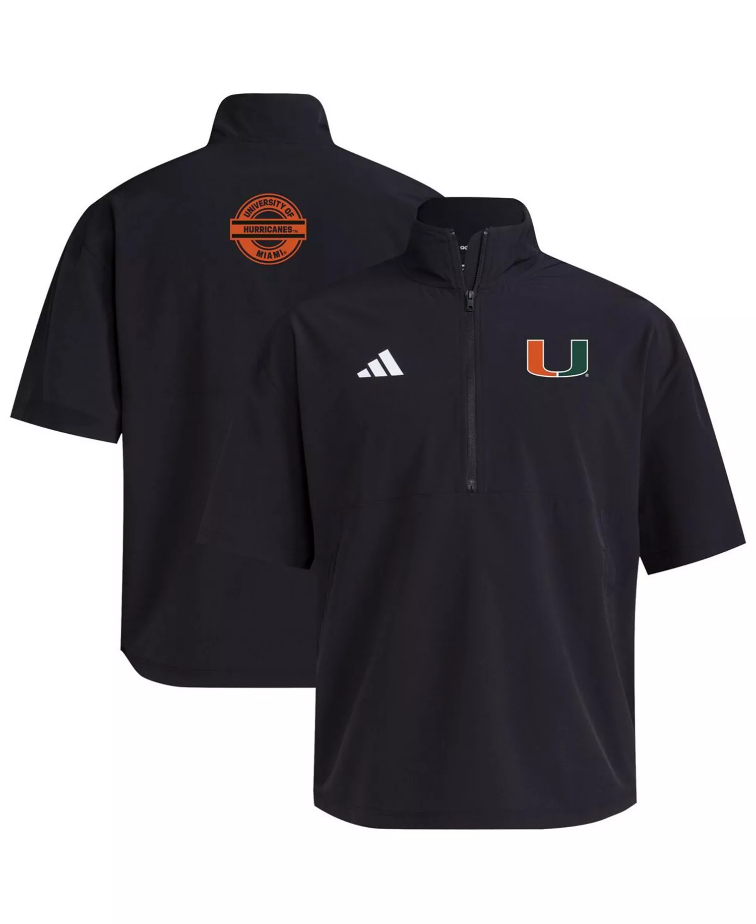 Men's Black Miami Hurricanes 2024 Half-Zip Short Sleeve Training Jacket - Black - L