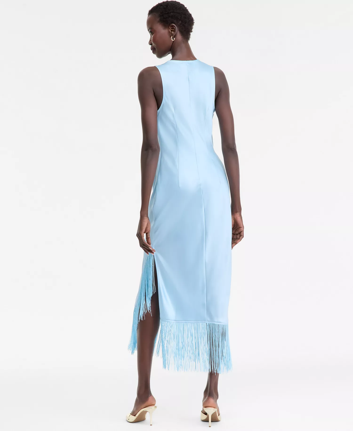 Women's Cowl-Neck Fringe-Hem Midi Dress, Created for Macy's - Wind Surf - 0