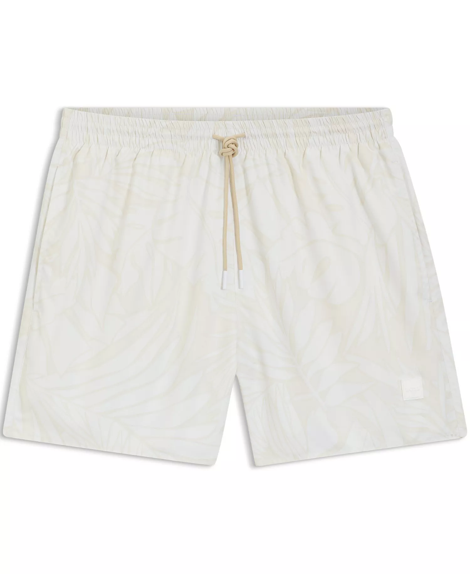 Men's All-Over Print Logo-Badge Swim Shorts - Natural - L