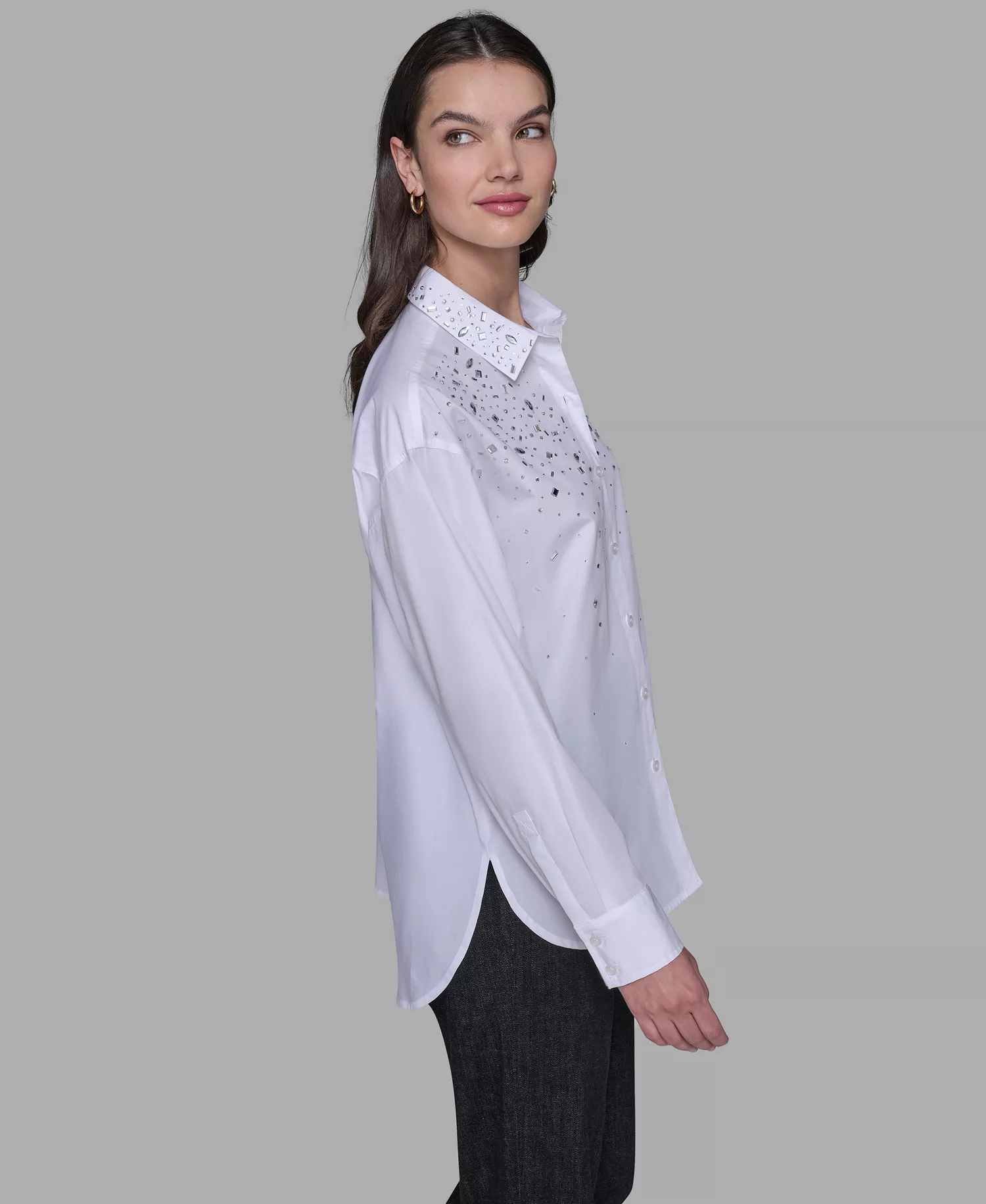 Women's Hot Fix Poplin Top - Soft White - XXS