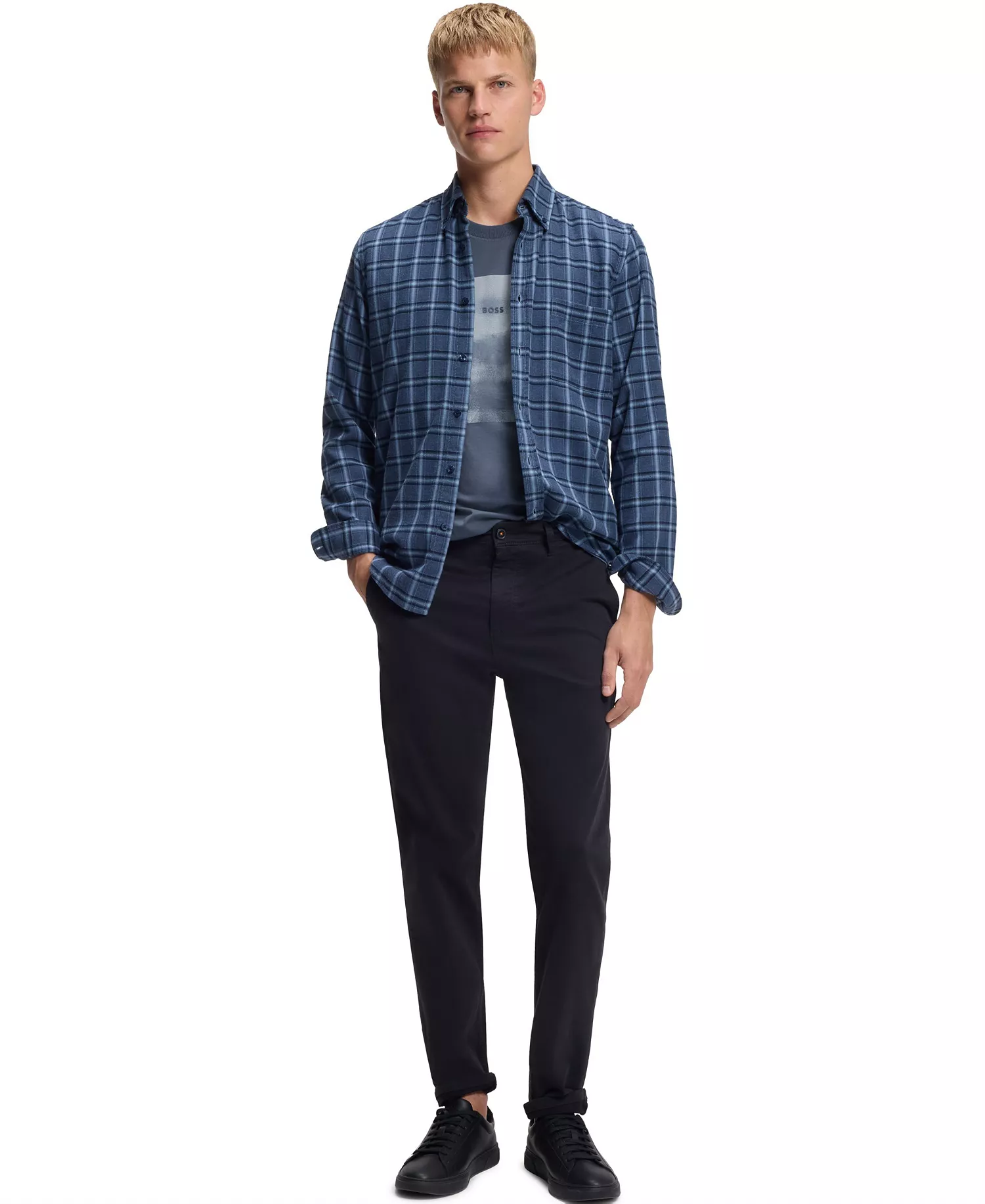 Men's Printed Artwork Cotton-Jersey T-Shirt - Open Blue - L