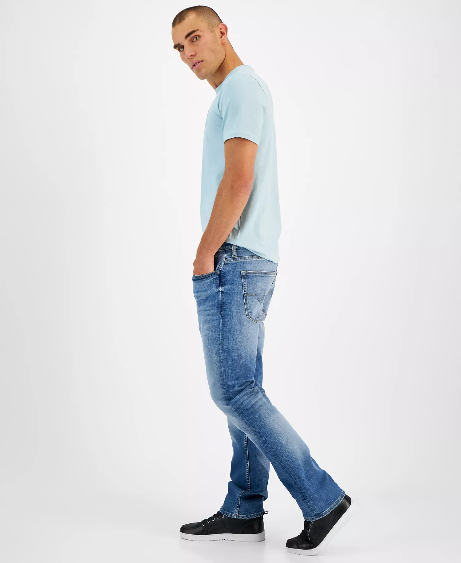 Men's Regular Straight Fit Jeans  - Clifton Wash - 30 - 30