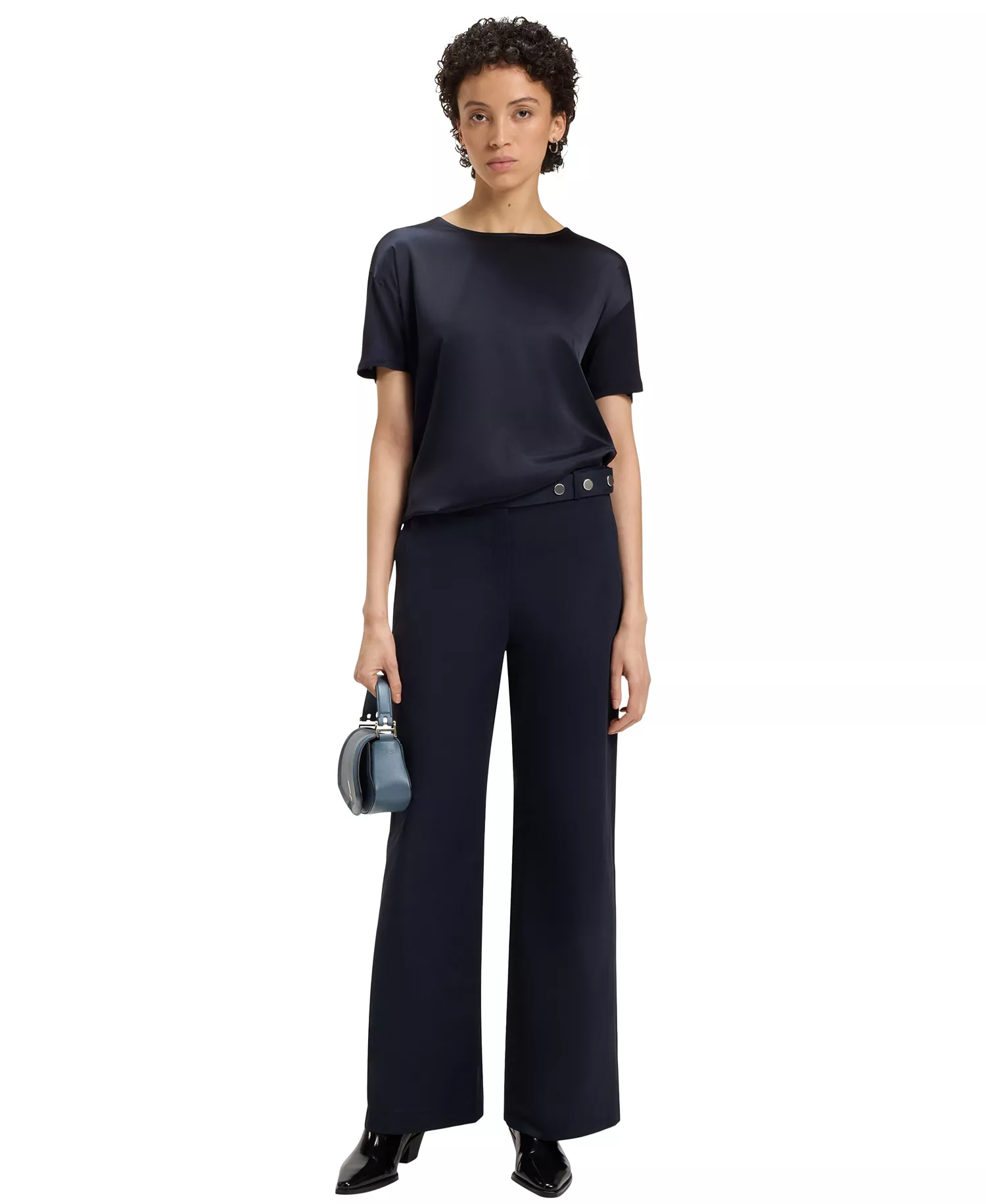 Women's Stretch-Silk Regular-Fit T-Shirt - Dark Blue - XS
