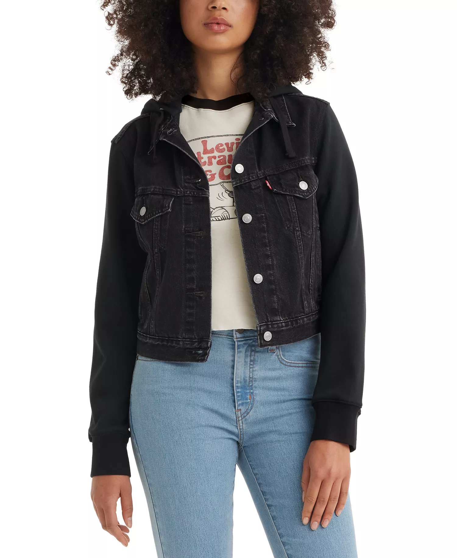 Women's Hybrid Hoodie Trucker Jacket - Mind Bendi - L