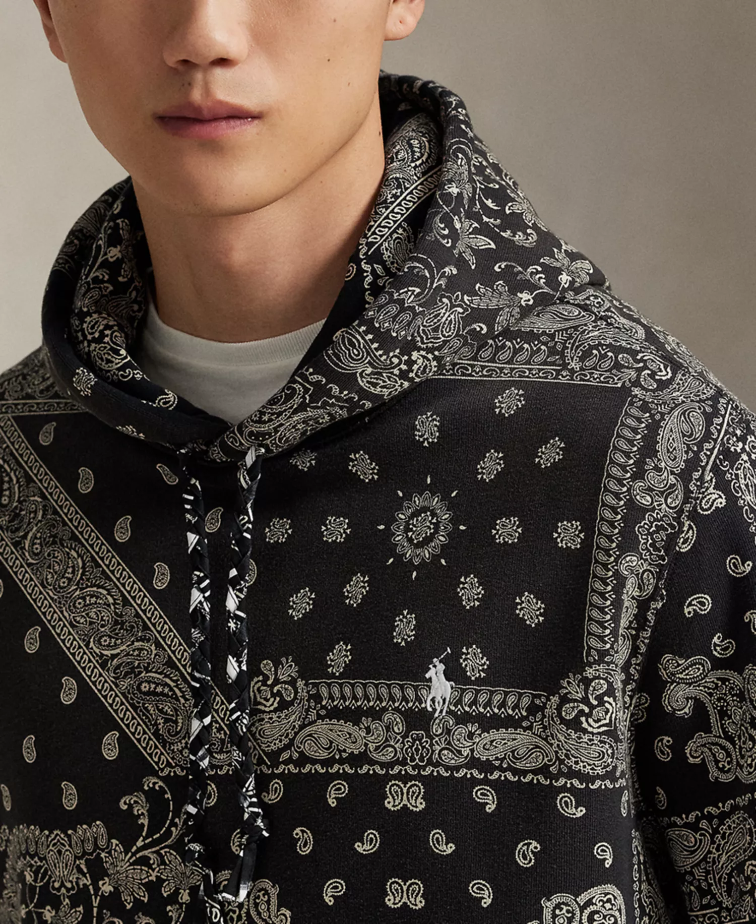 Men's Bandanna Print Hoodie - Black - S