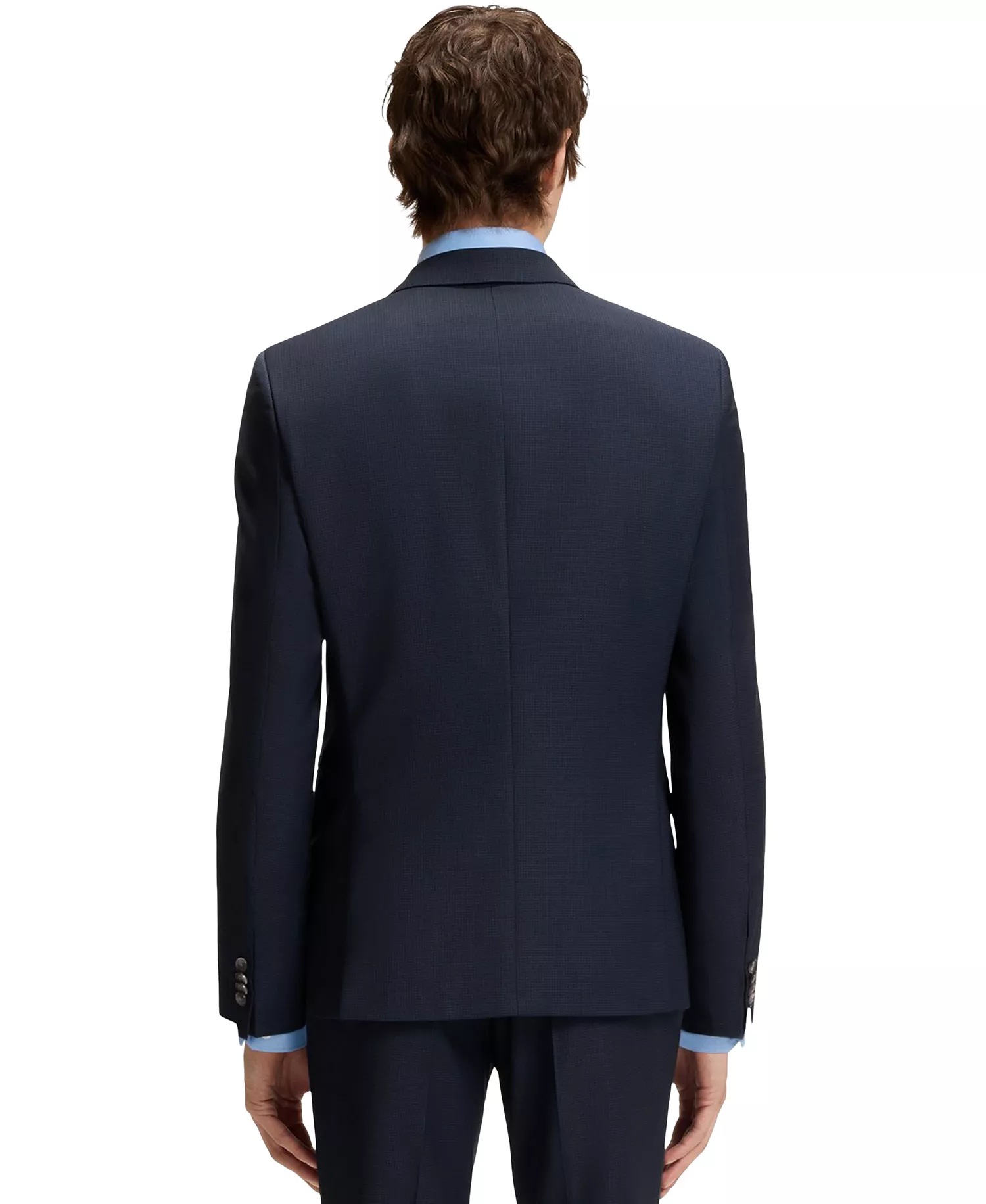 Men's Micro-Patterned Virgin Wool Slim-Fit Suit - Dark Blue - 42R