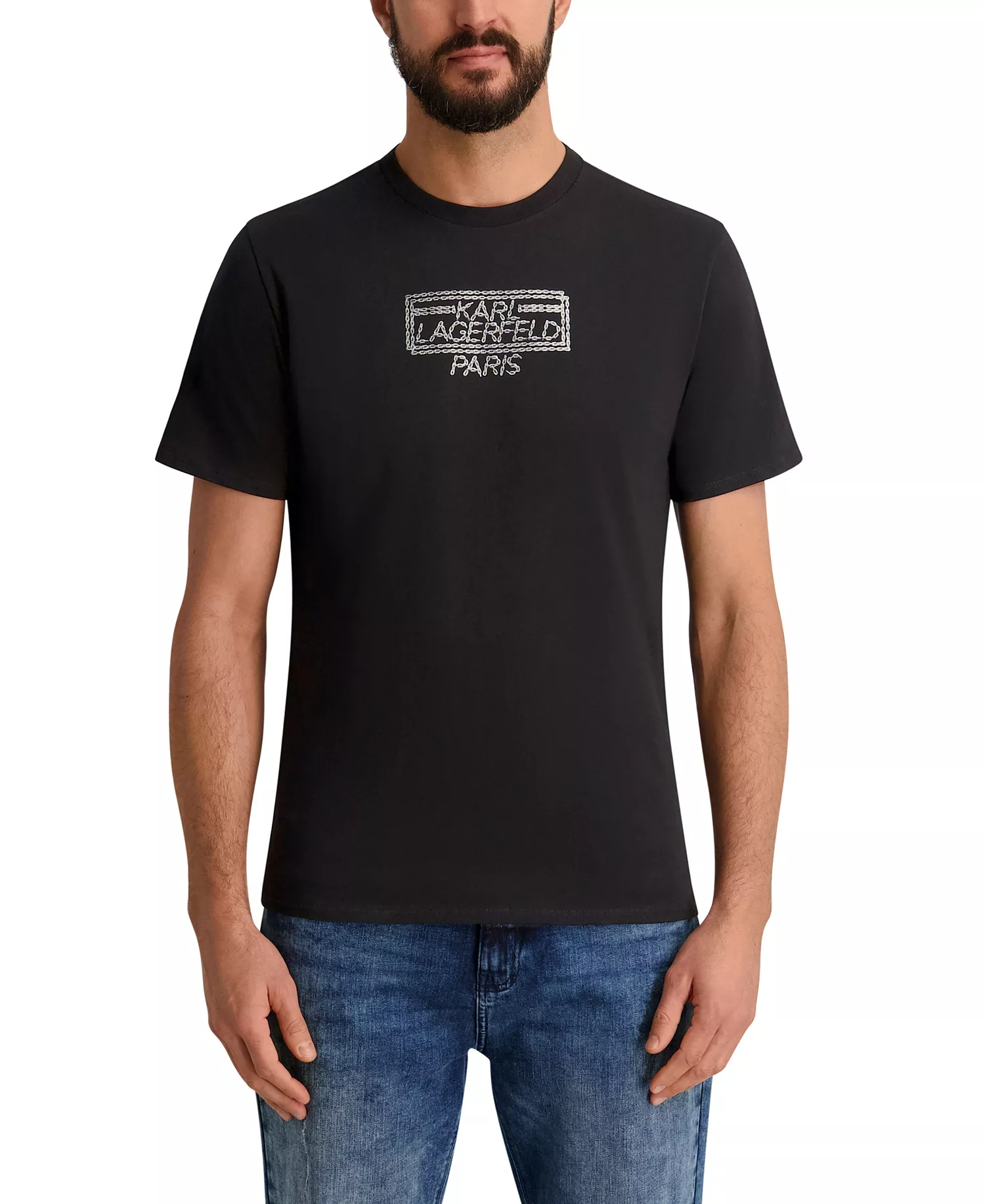 Men's Metallic Finish Logo Regular-Fit T-Shirt - Black - 2XL