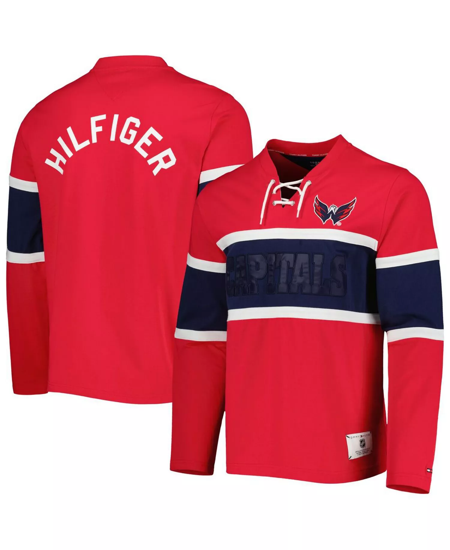 Men's Red Washington Capitals Walter Lace-Up Long Sleeve Top - Red - 2XL