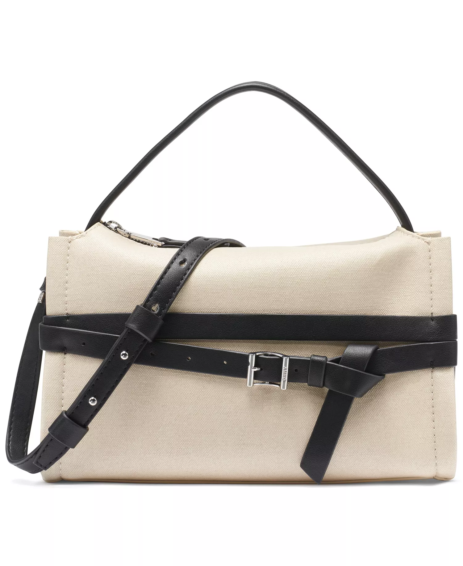 Bridie Silver-Tone Hardware Small Crossbody Bag - Natural/Black - No Size