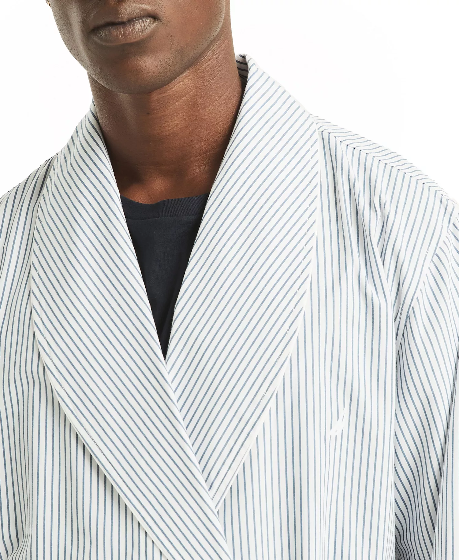 Men's Crafted Striped Robe - Ensign Blue - L/XL