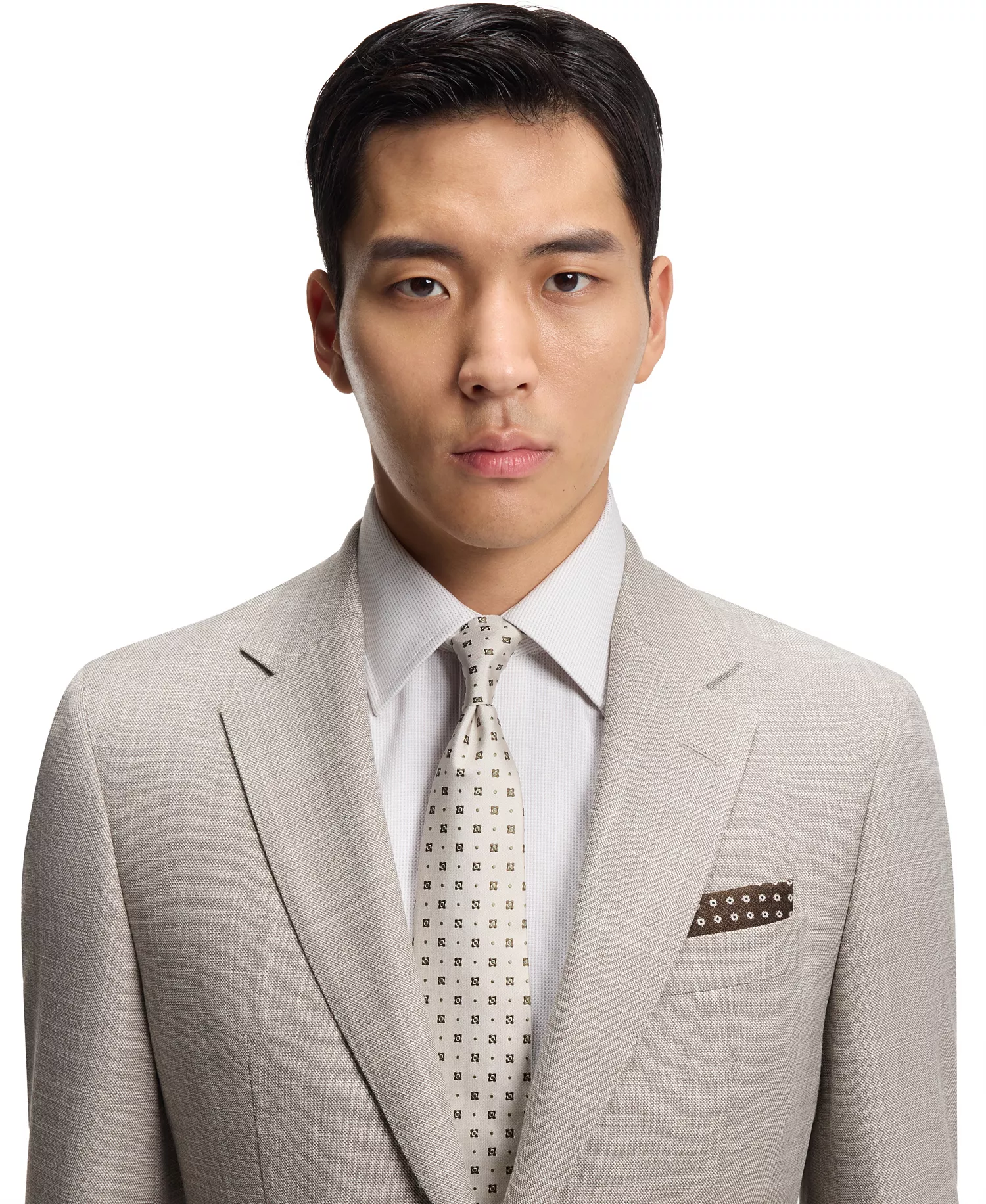 Men's Jacquard Pattern Formal Silk Tie - Dark Beige - ONE SIZE
