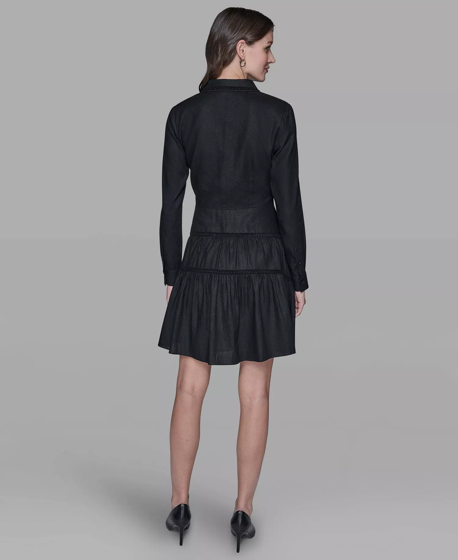 Women's Collared Shirt Dress - Black - 0