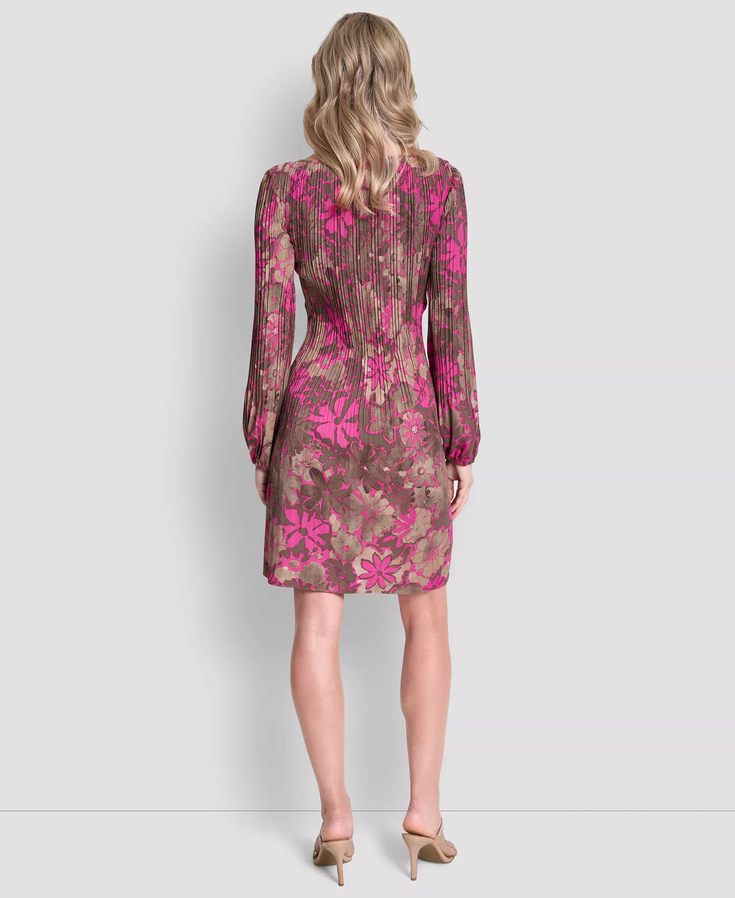 Women's Long-Sleeve Release Pleat Shift Dress - Dune Multi - 12