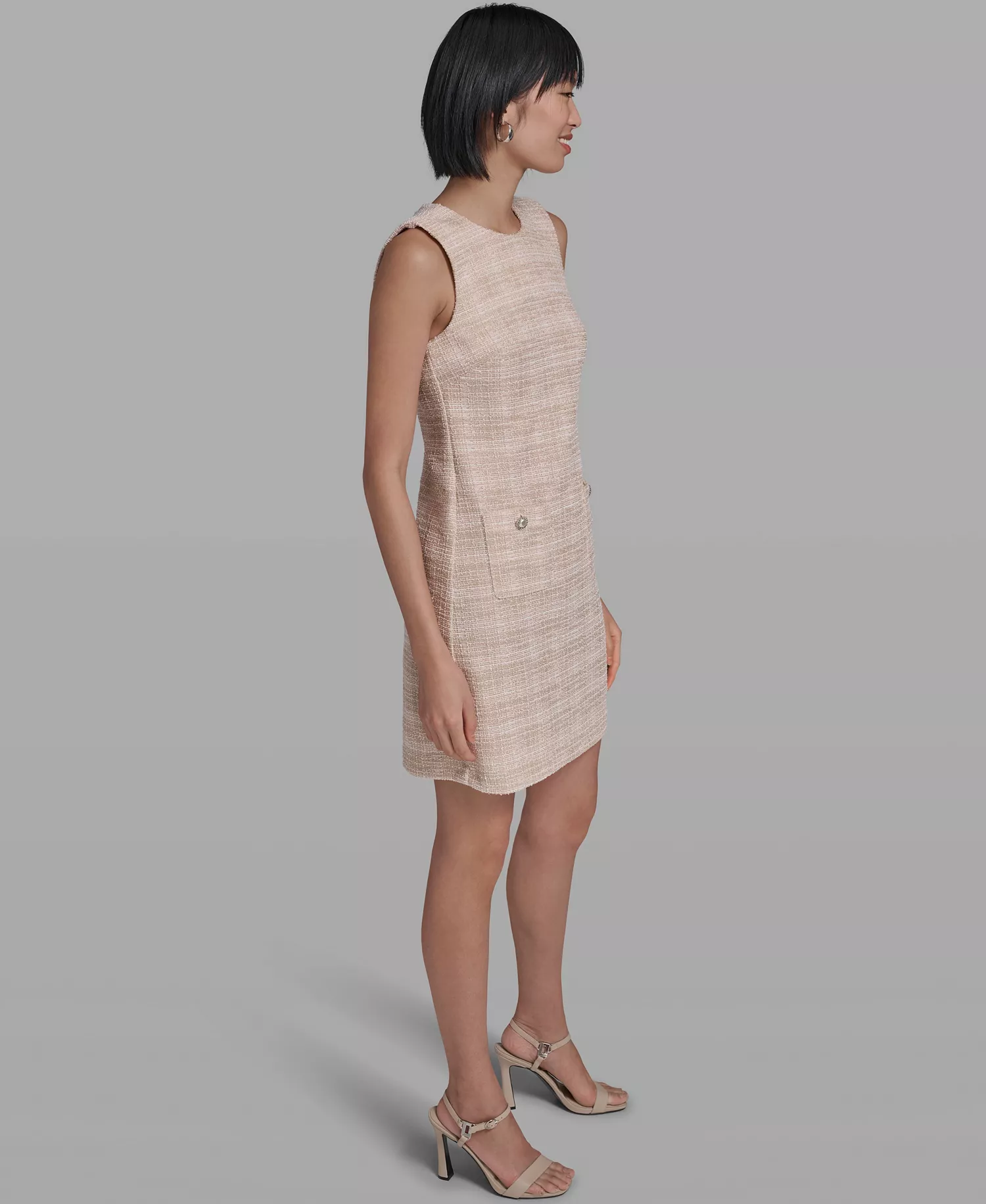 Women's Sleeveless Shift Dress - Taupe/Soft White - 0