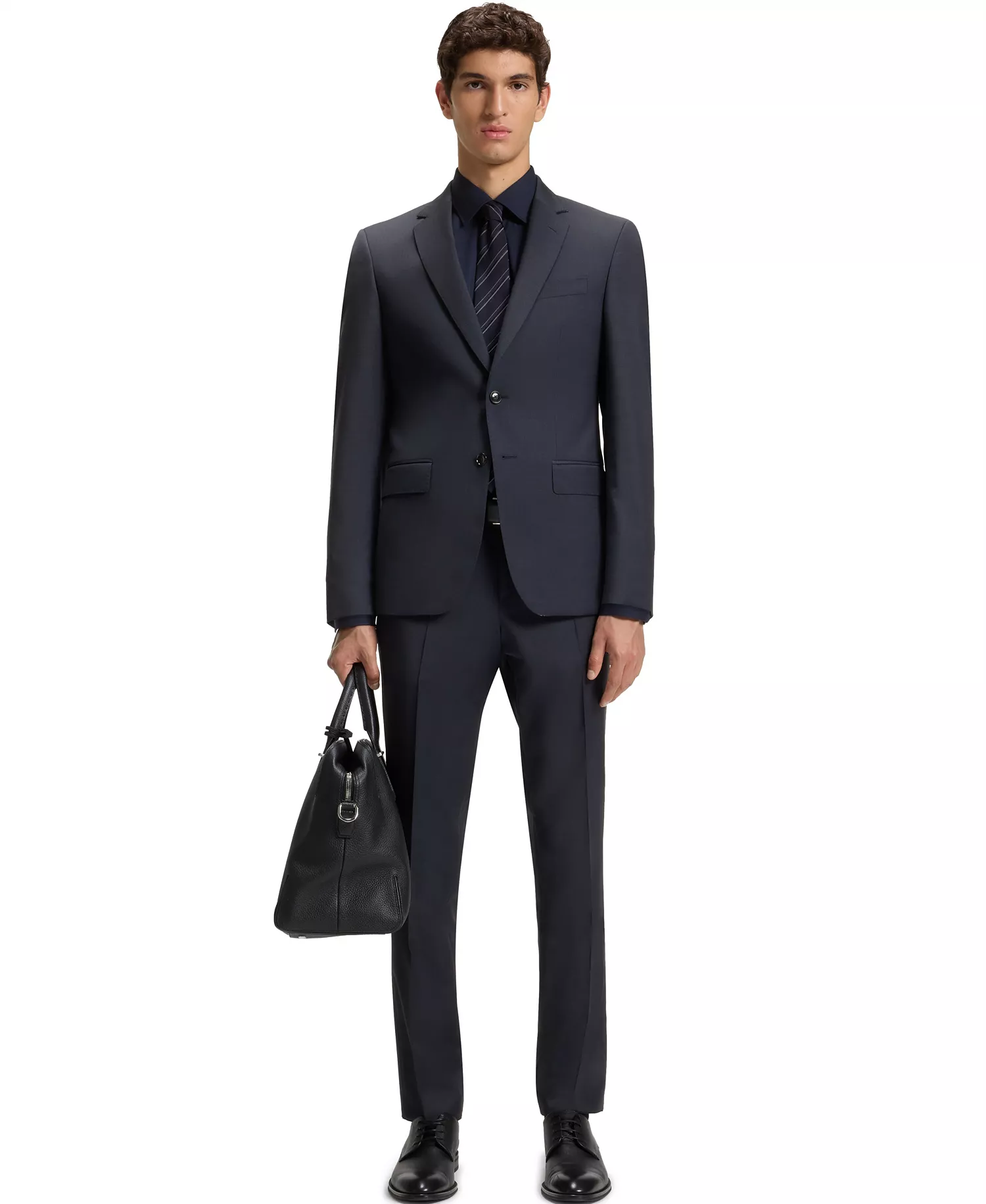 Men's 2-Piece Wool Slim-Fit Suit - Dark Blue - 38R