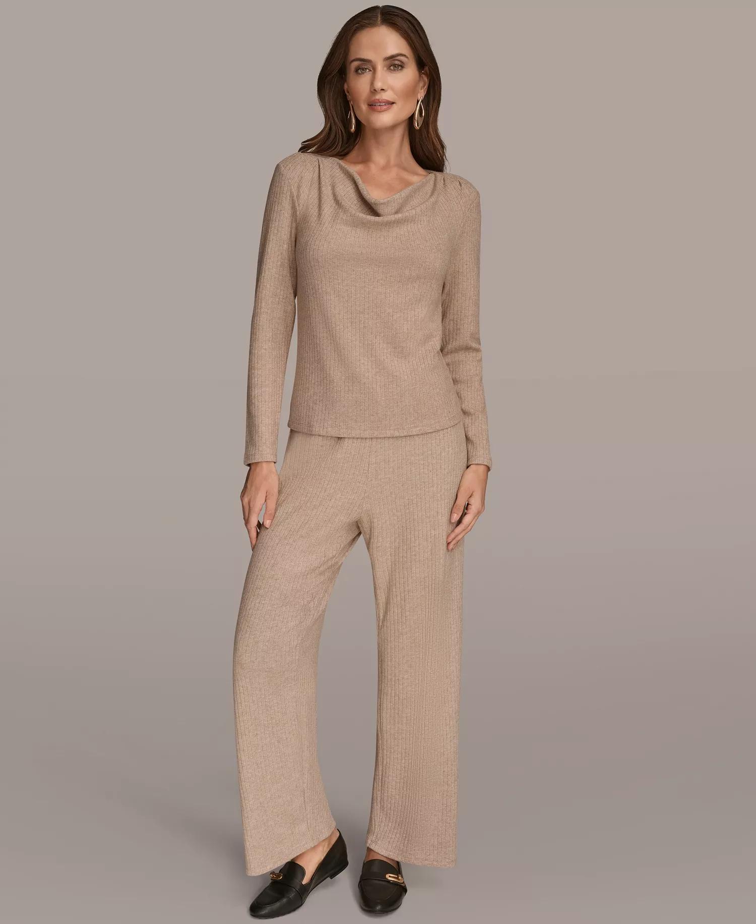 Women's Long Sleeve Metallic Rib Knit Top - Black - S