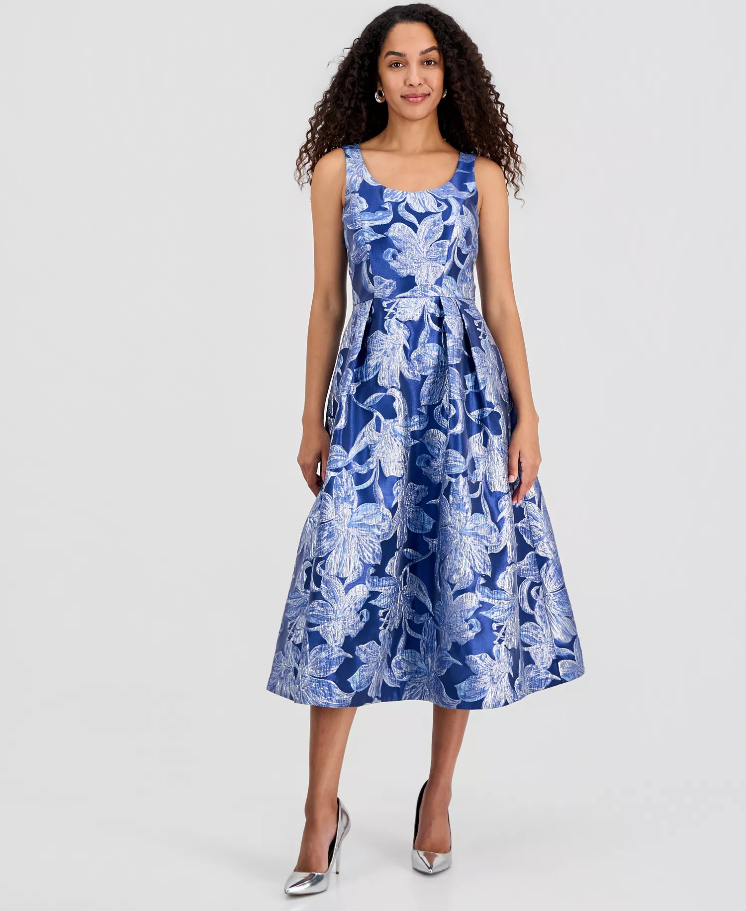Women's Brocade Sleeveless Midi Dress - RIVERSIDE - 10