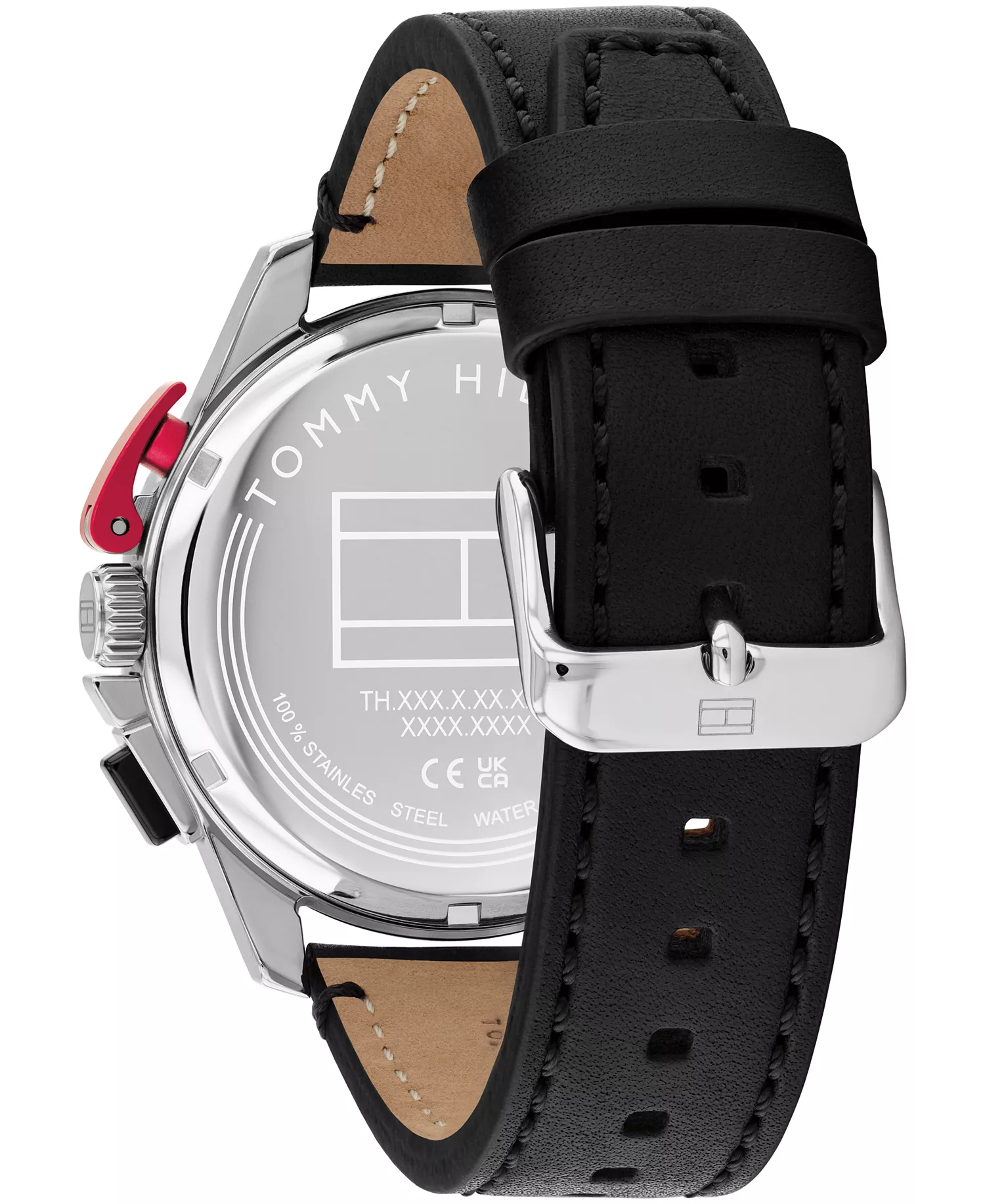 Men's Chronograph Black Leather Strap Watch, 44mm - Black - NO SIZE