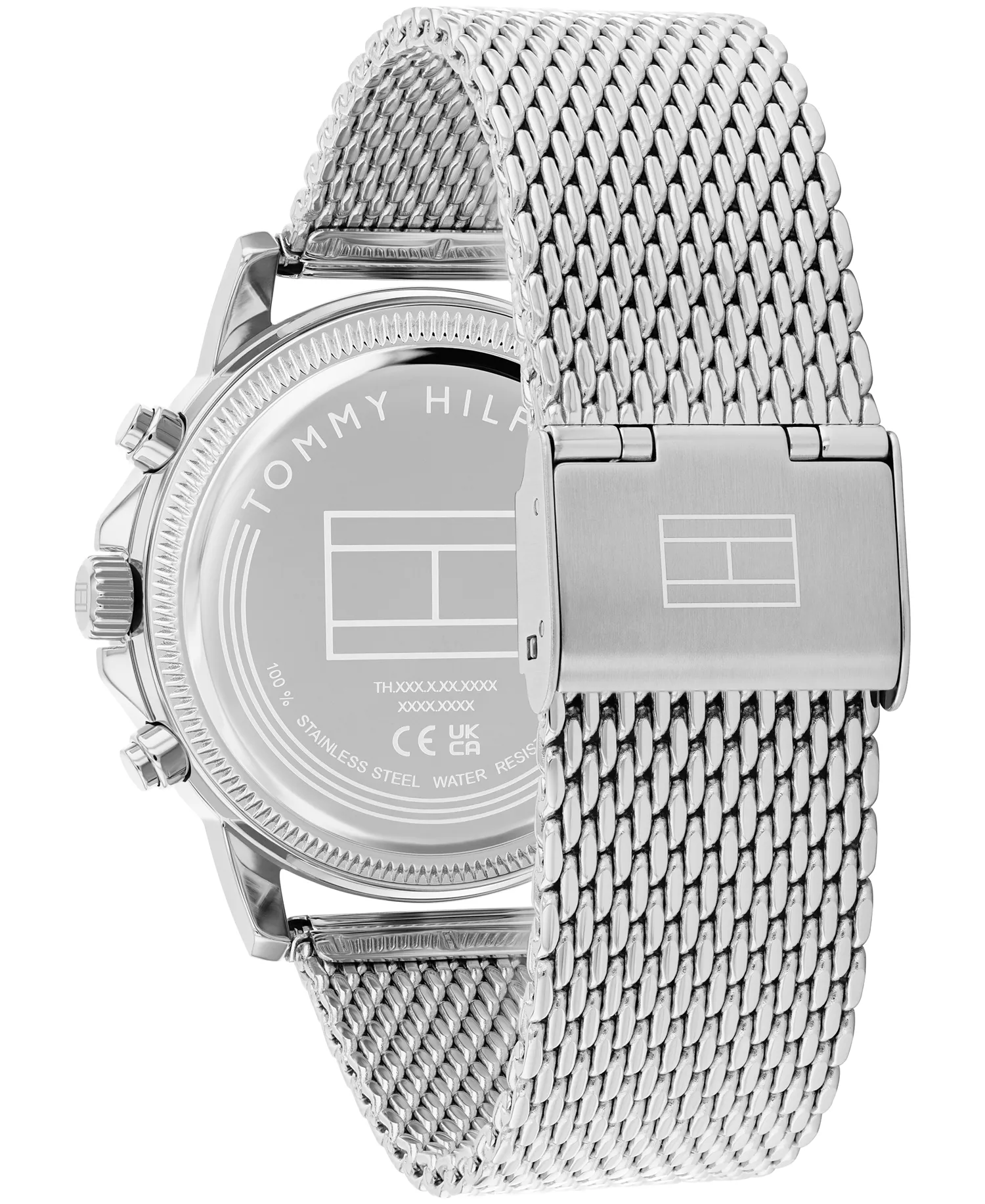 Men's Multifunction Silver Tone Stainless Steel Mesh Bracelet Watch, 40mm - Black - No Size