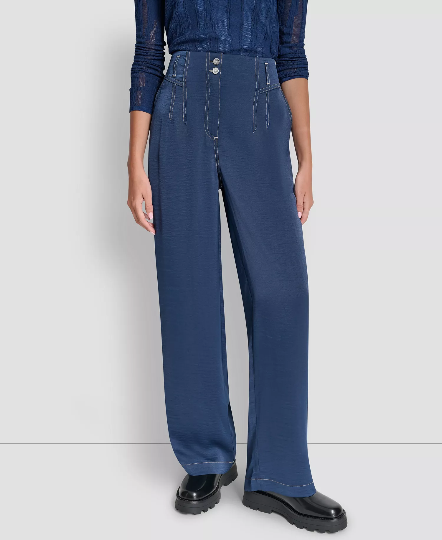 Women's Top Stitch Glazed Dressing Trousers - Hudson Blue - 0