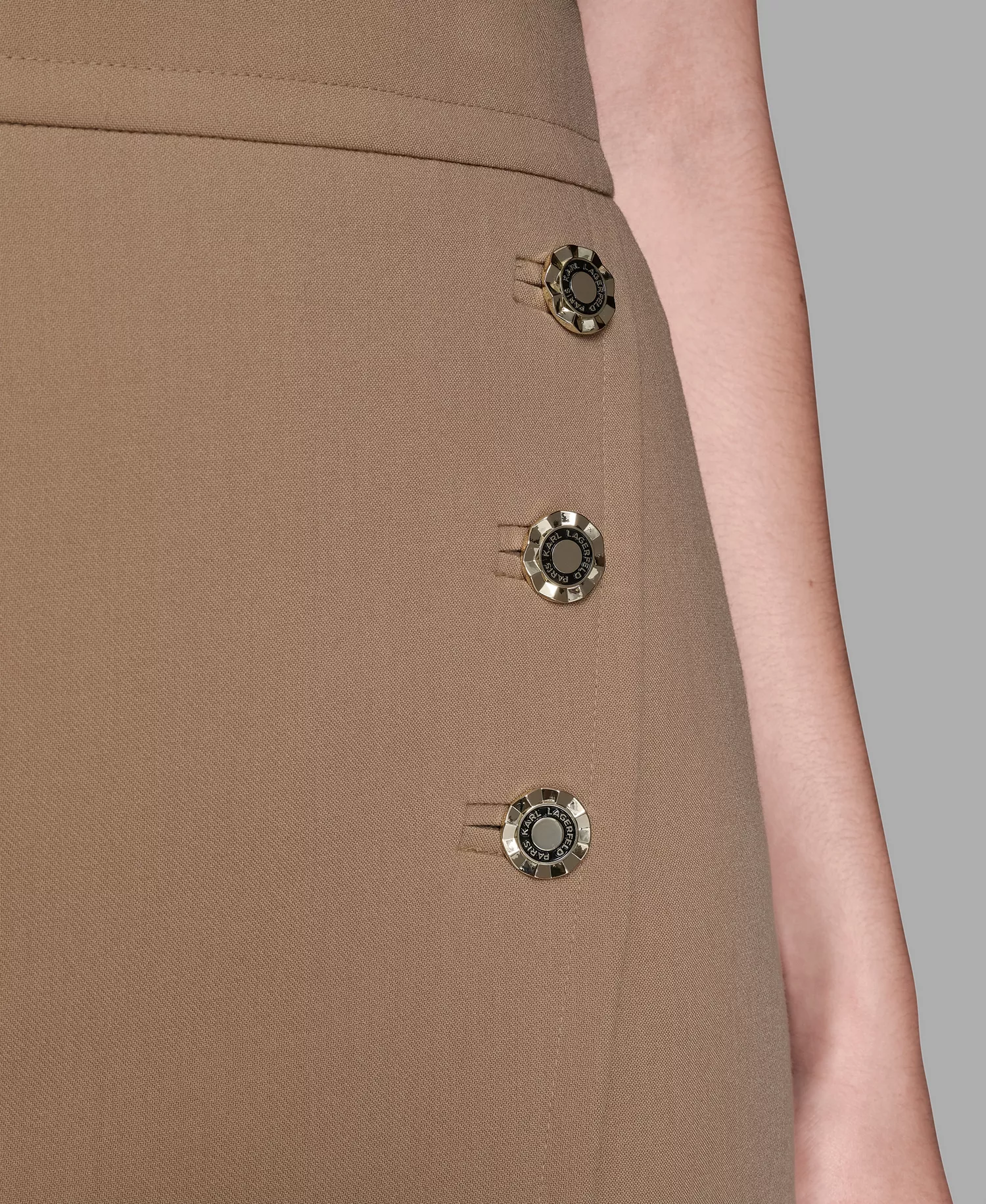Women's Back Invisible Zipper Button Detail Mini Skirt - Cartouche - 12