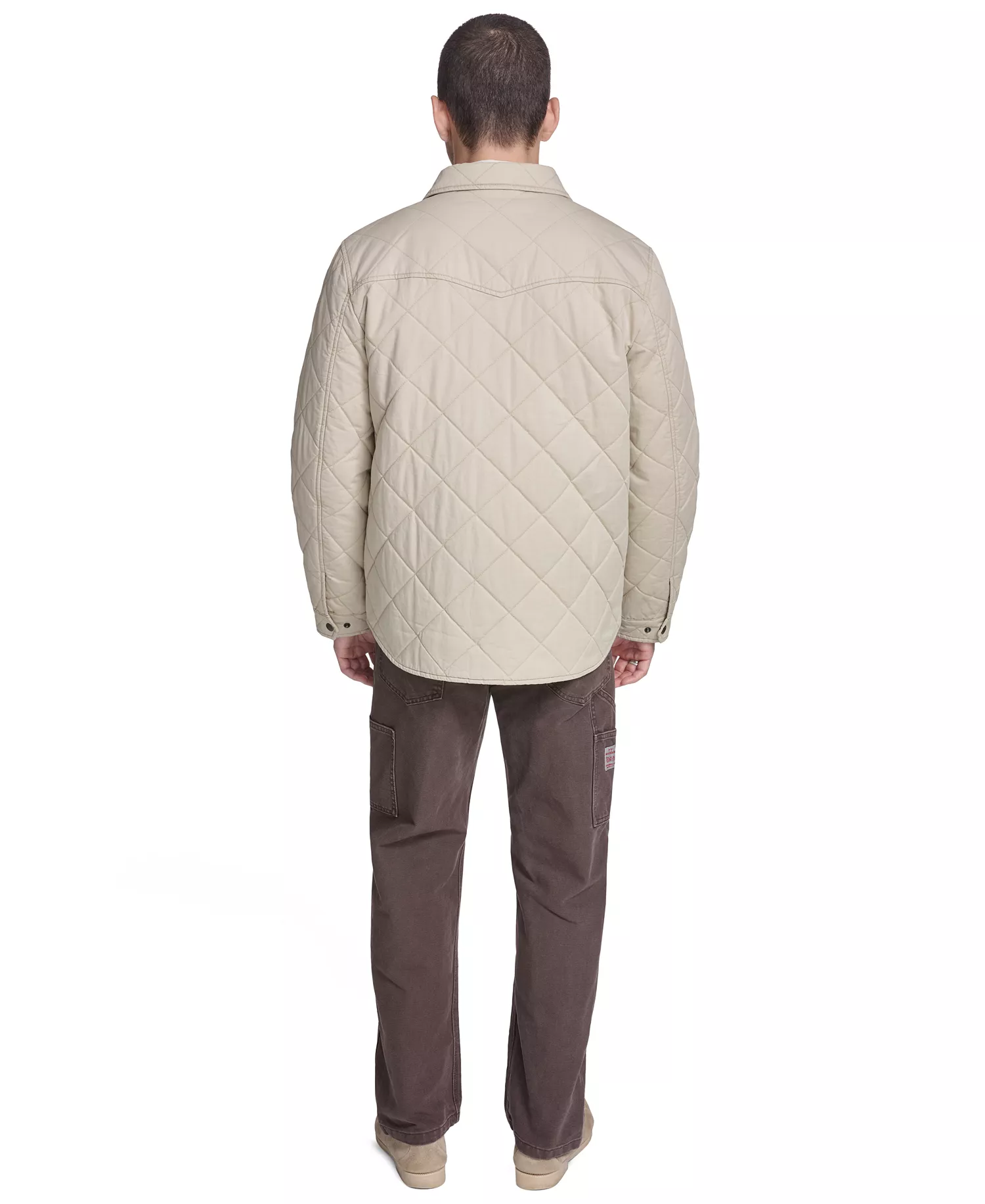 Men's Quilted Zippered Western Shirt Jacket - Safari - 2XL