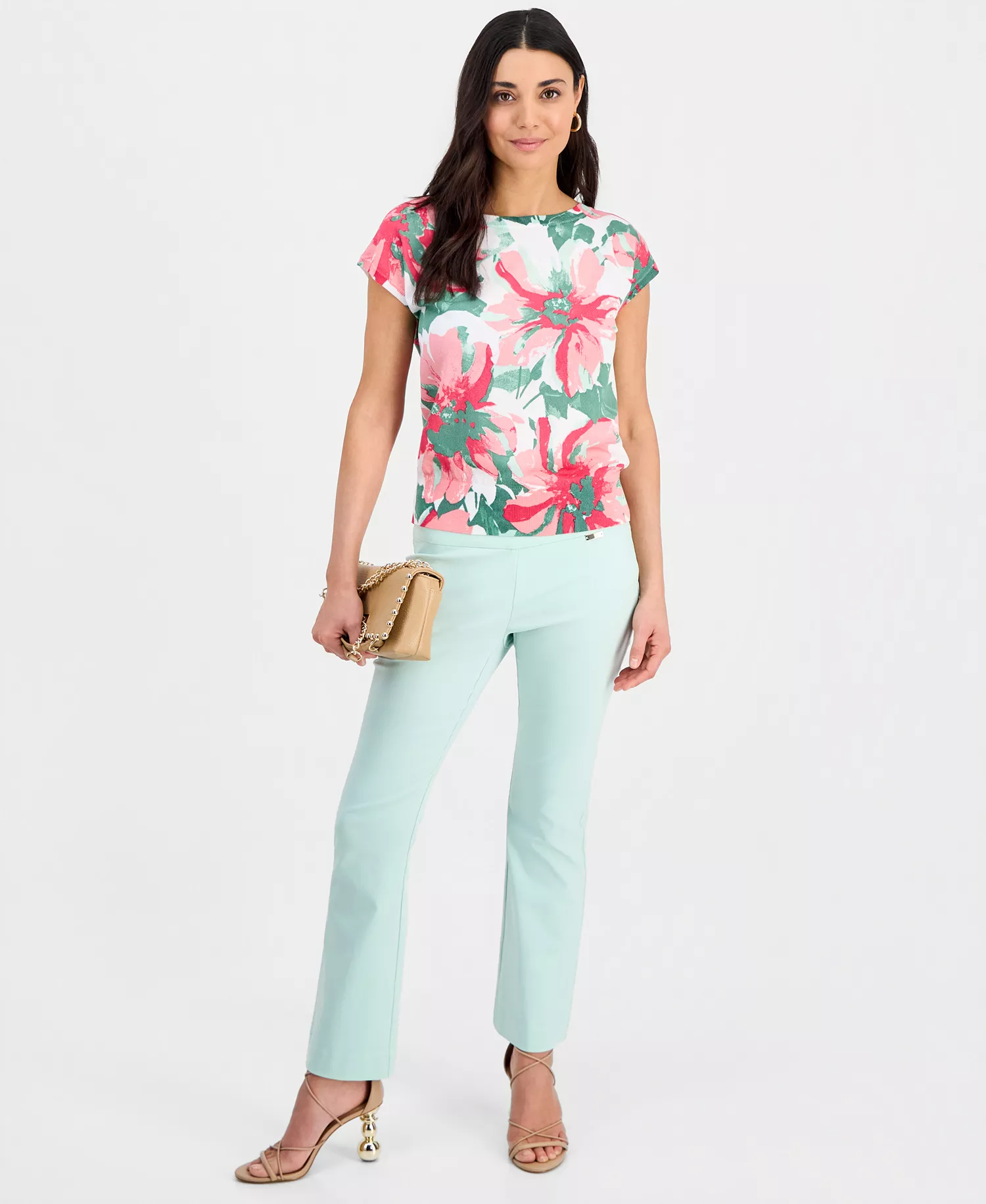 Petite Printed Dolman-Sleeve Sweater, Macy's Exclusive - Ria Bouquet - P/L