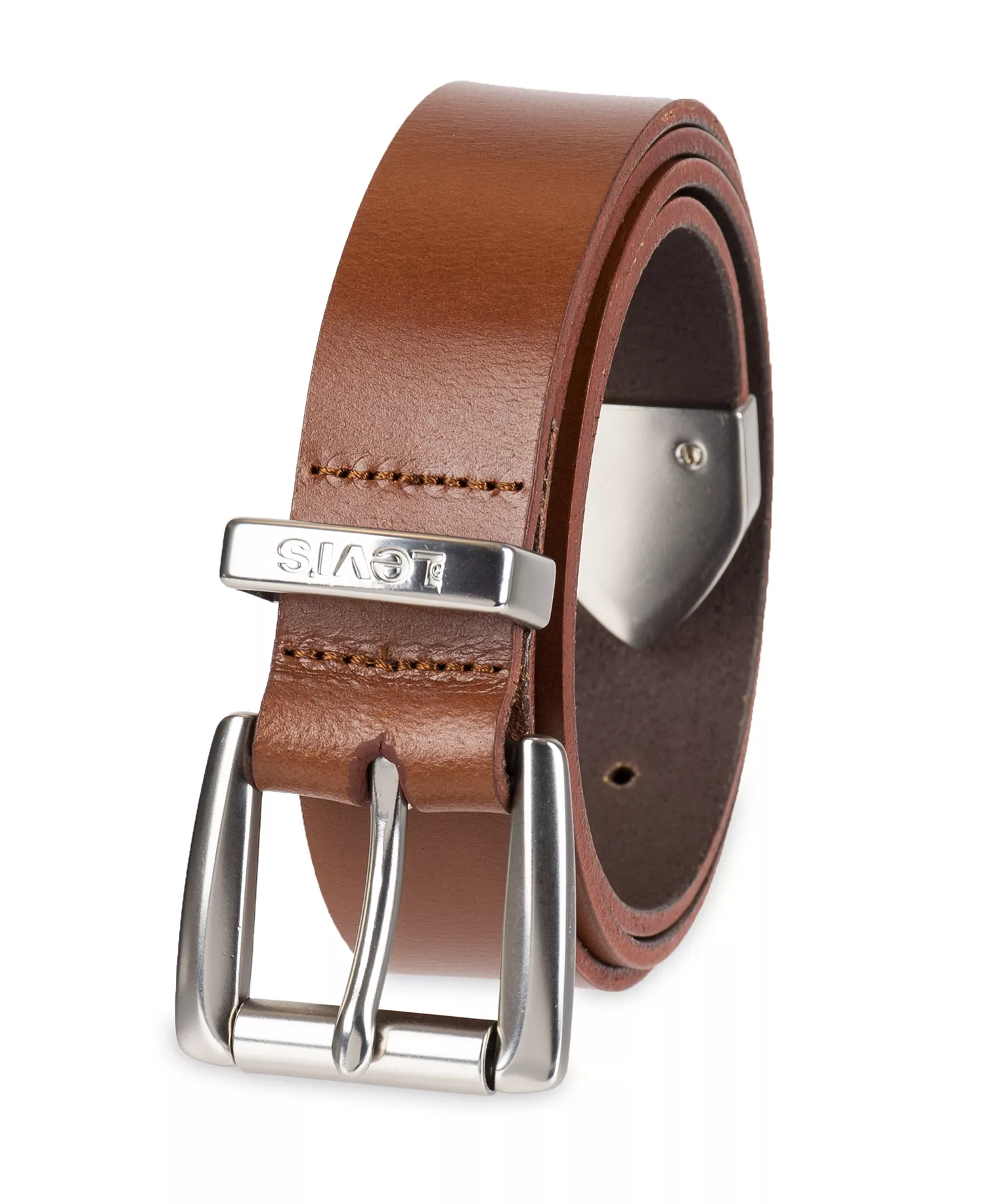 Women's Western Metal Tip End Leather Pant Belt - Tan - L