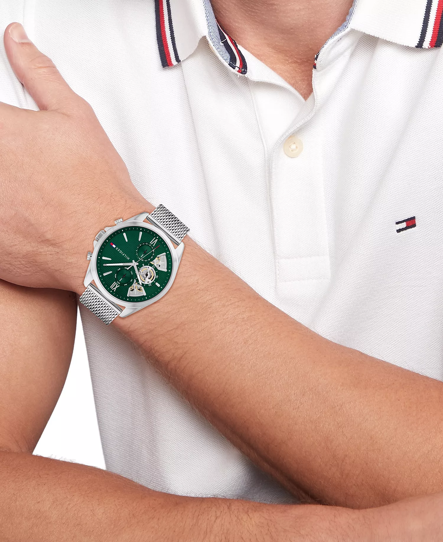 Men's Multifunction Silver Stainless Steel 43.5mm - Silver - 43.5