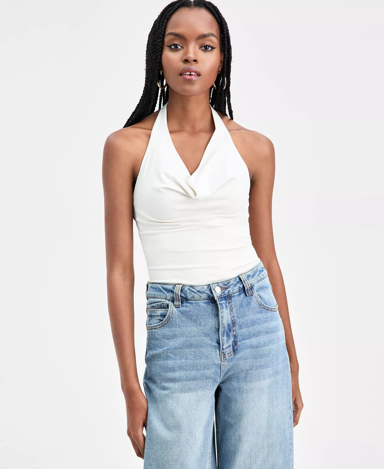 Women's Second Skin Halter Bodysuit, Macy's Exclusive - Crema - L