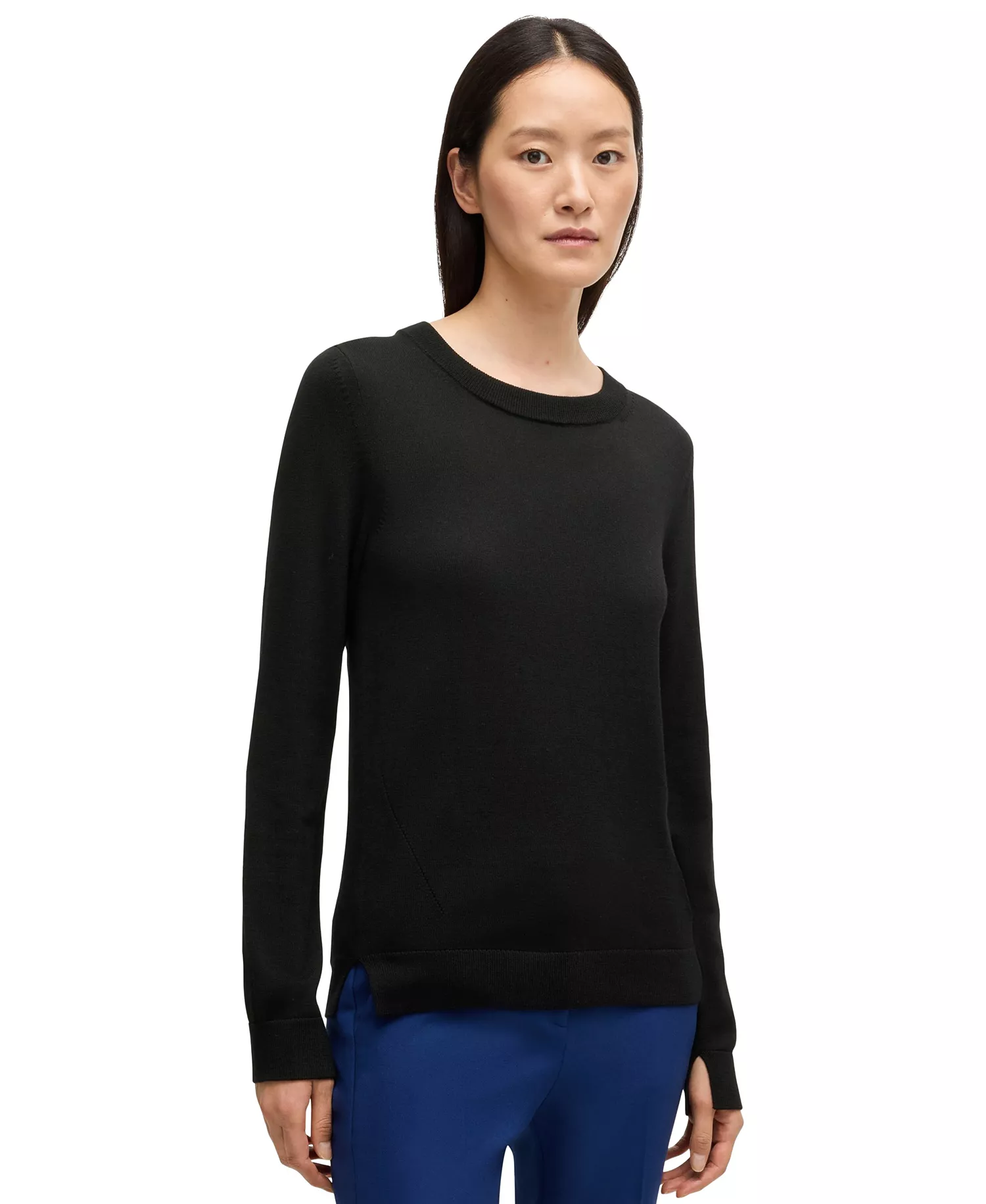 Women's Crew-Neck Sweater - Black - S