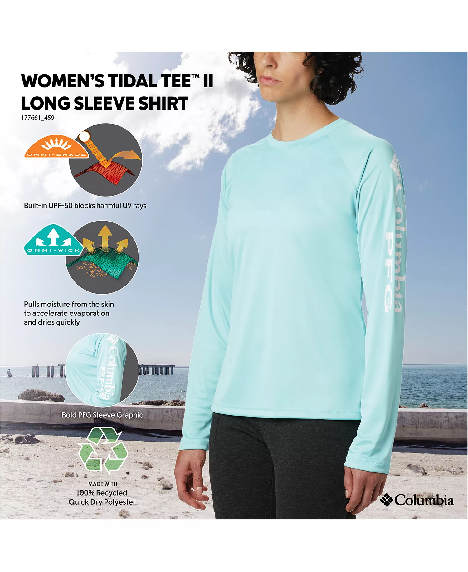 Women's PFG Tidal Tee II Omni-Shade™ T-Shirt - Clear Blue - L