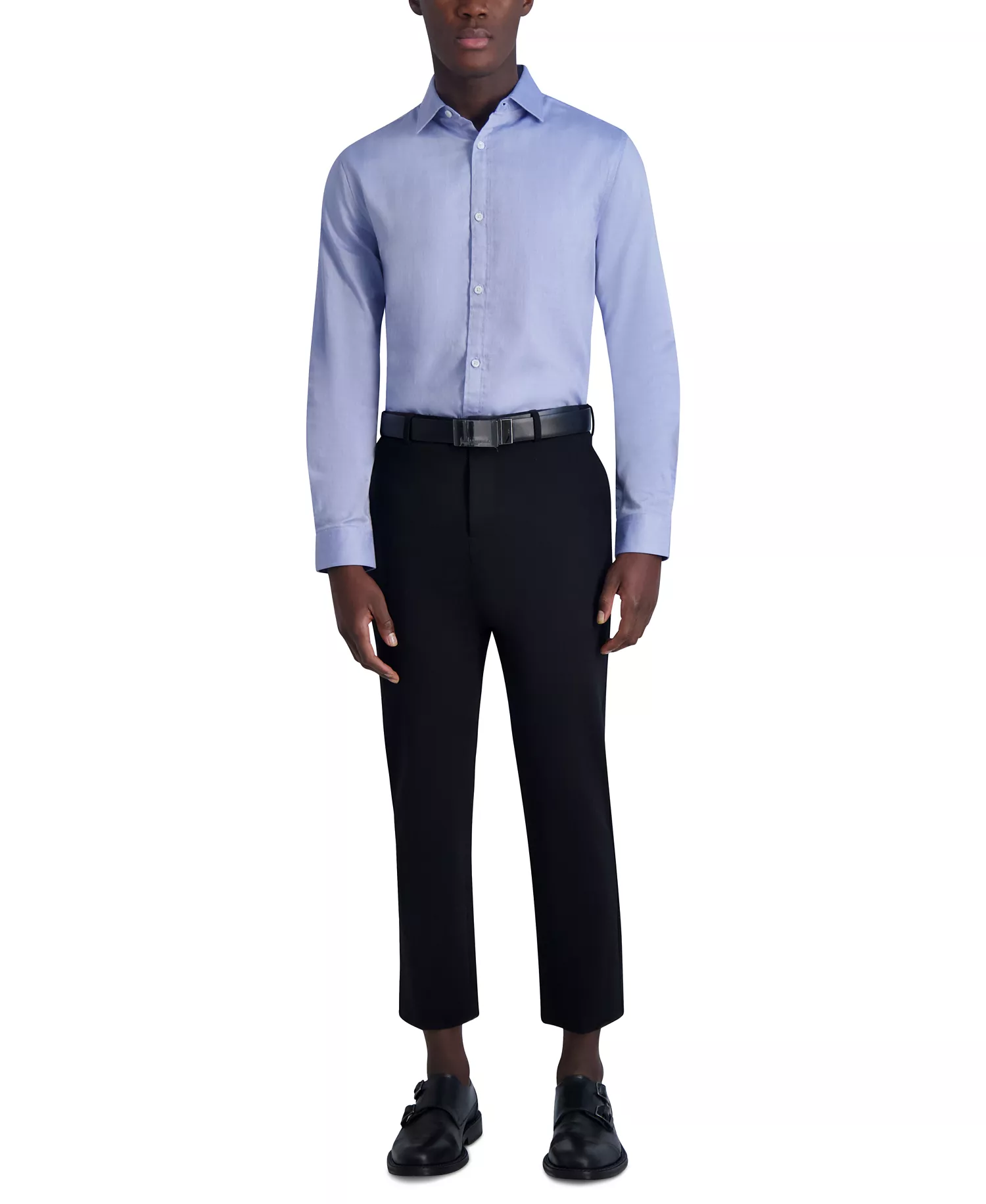 Men's Slim-Fit Woven Shirt - Blue - 14-14.5 32-33