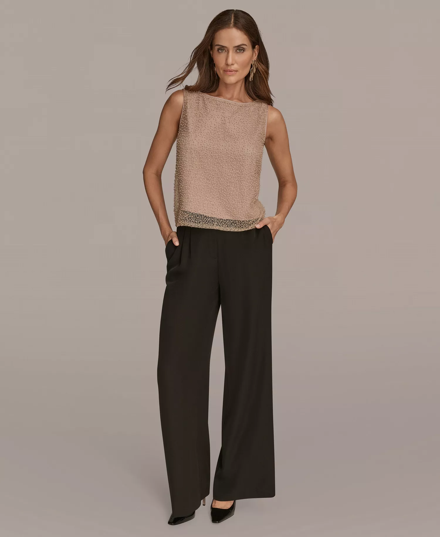 Women's Sleeveless Boat Neck Tank Top - Shadow Pink - M