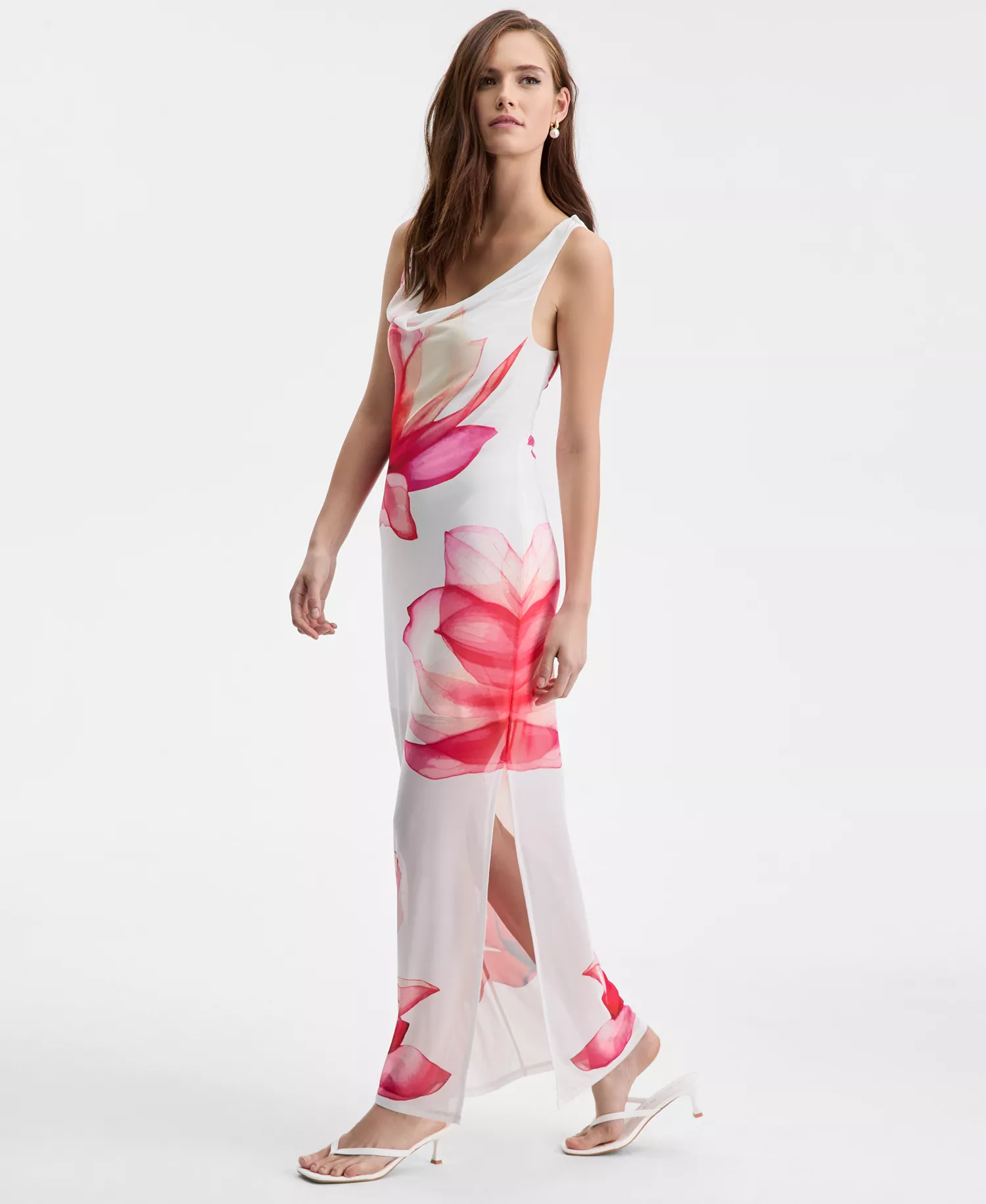 Women's Cowl-Neck Maxi Dress, Macy's Exclusive - Tropical Floral - L